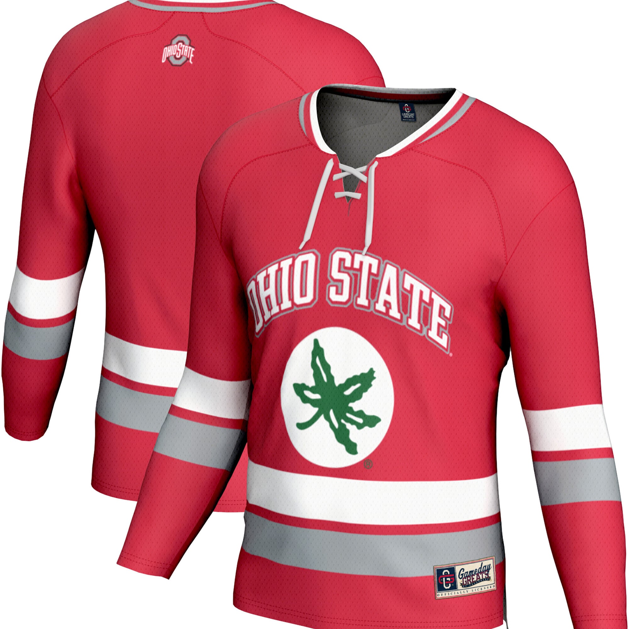 Ohio State Buckeyes Youth Spirit Hockey Jersey Scarlet - front and back view
