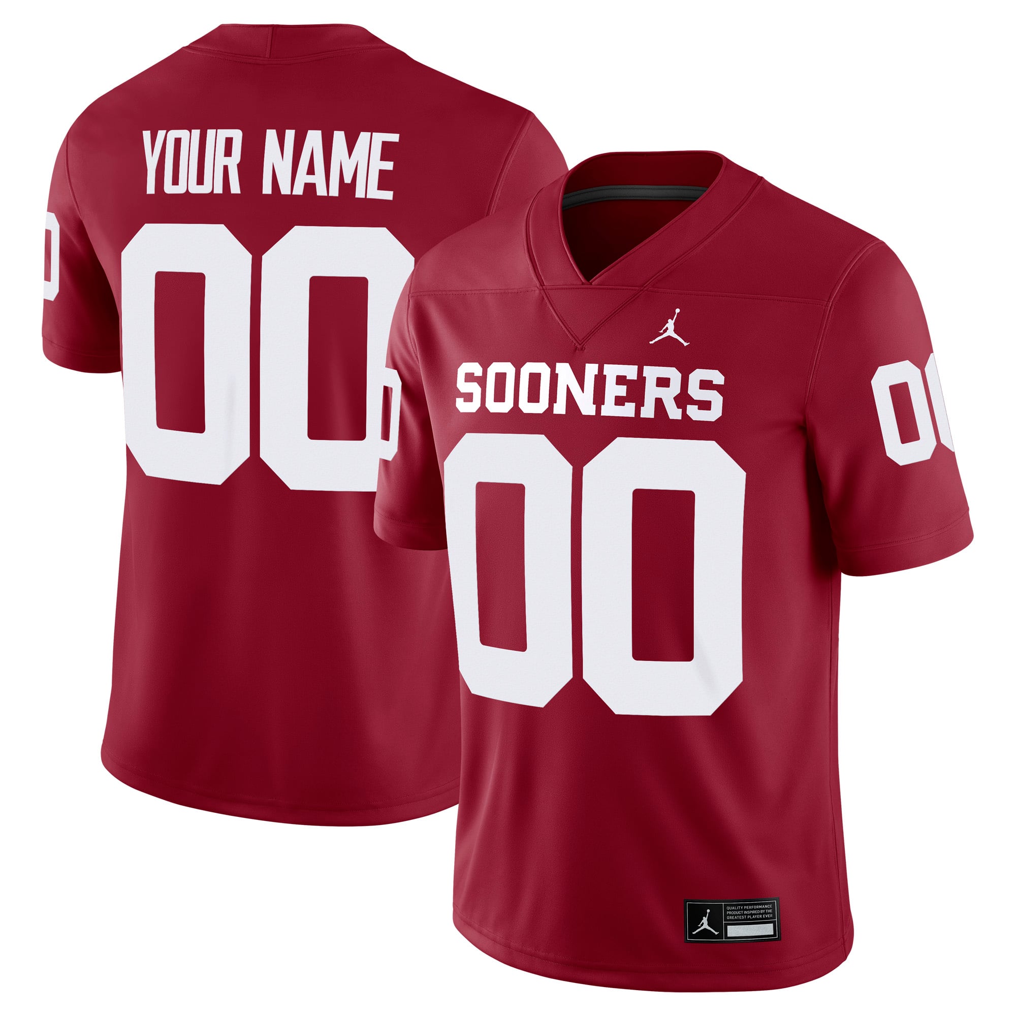 Oklahoma Sooners Custom Football Jersey Crimson - front and back view