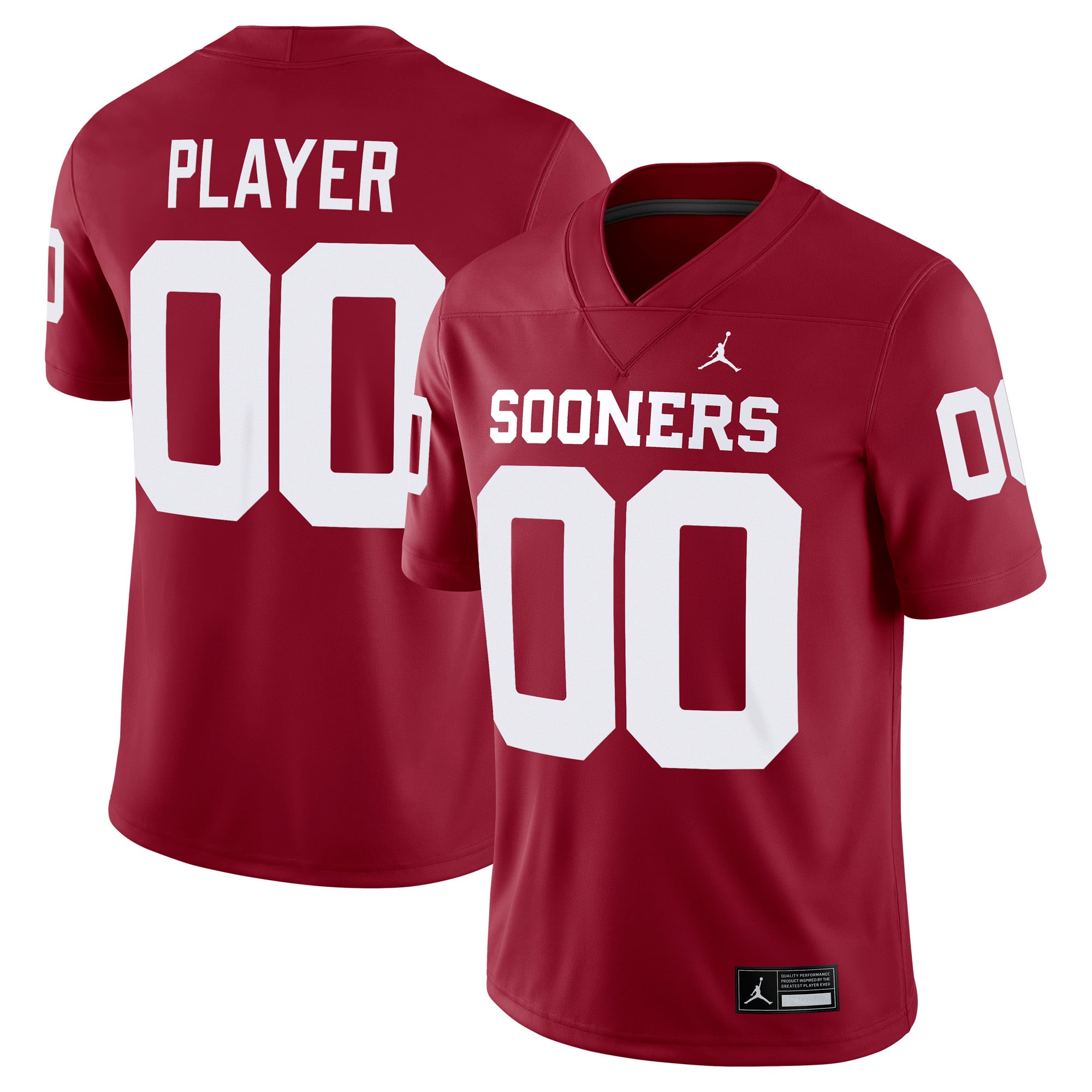 Oklahoma Sooners Football Jersey Crimson - front and back view