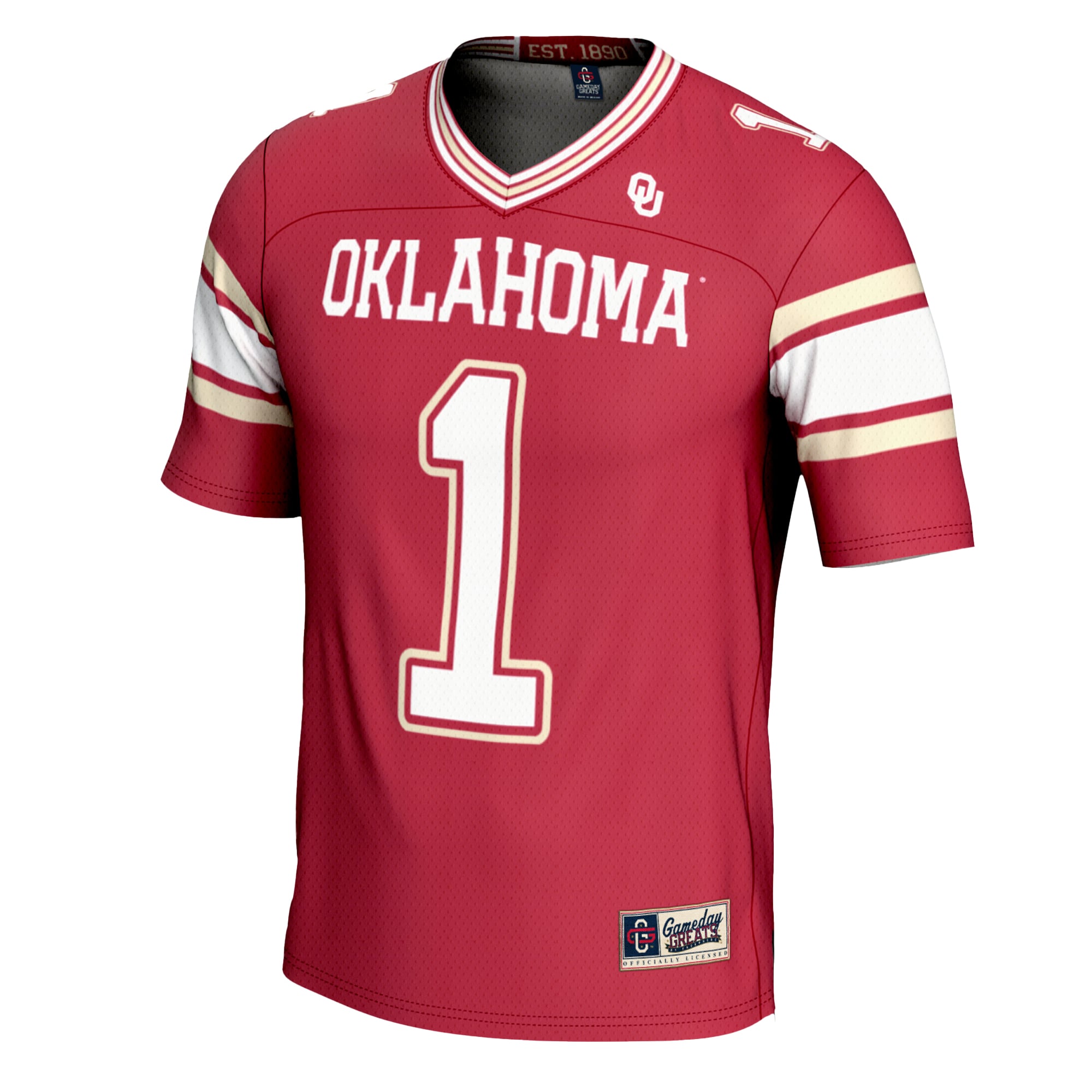 #1 Oklahoma Sooners Football Jersey Crimson - front view