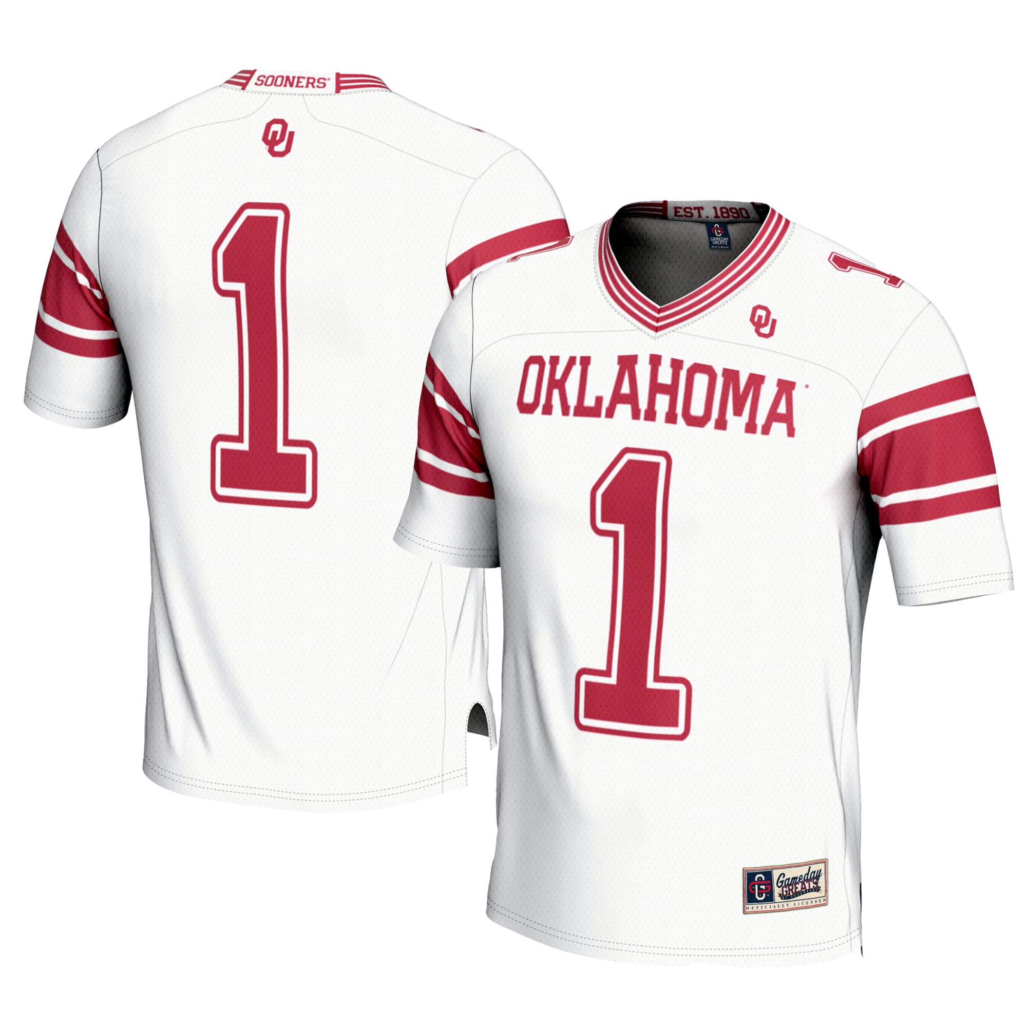 #1 Oklahoma Sooners Football Jersey White - front and back view