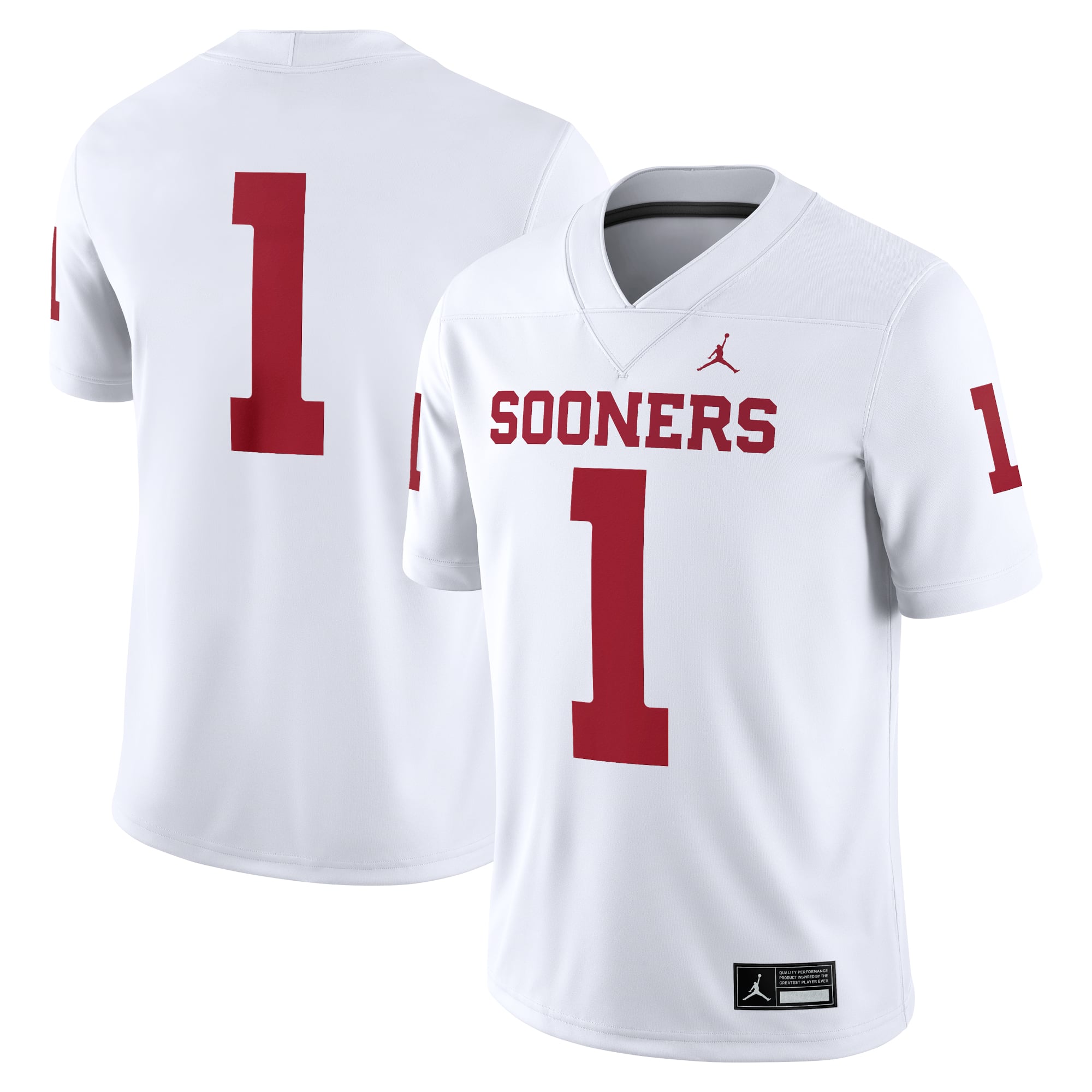 #1 Oklahoma Sooners Jersey White - front and back view