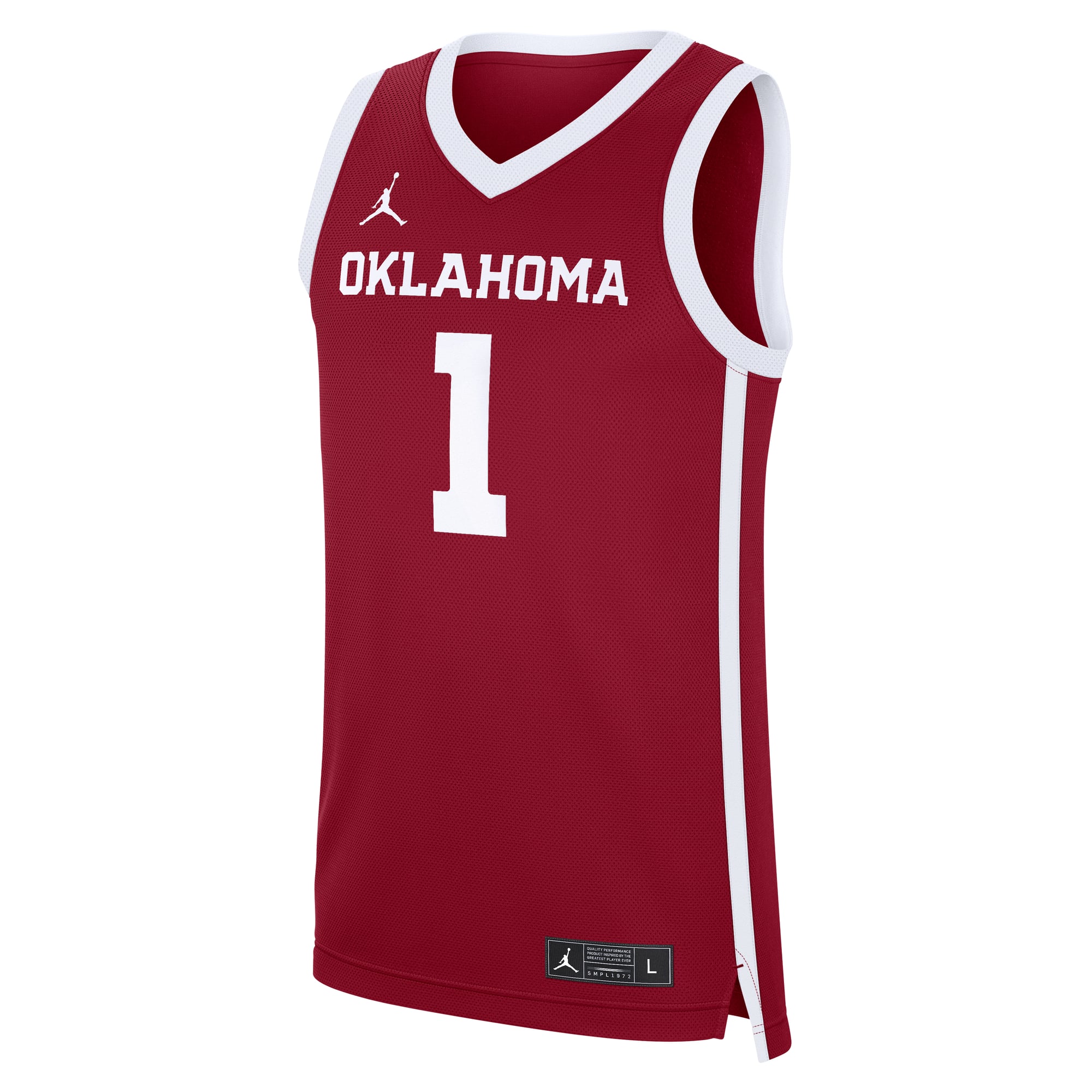 #1 Oklahoma Sooners Road Basketball Jersey Crimson - front view