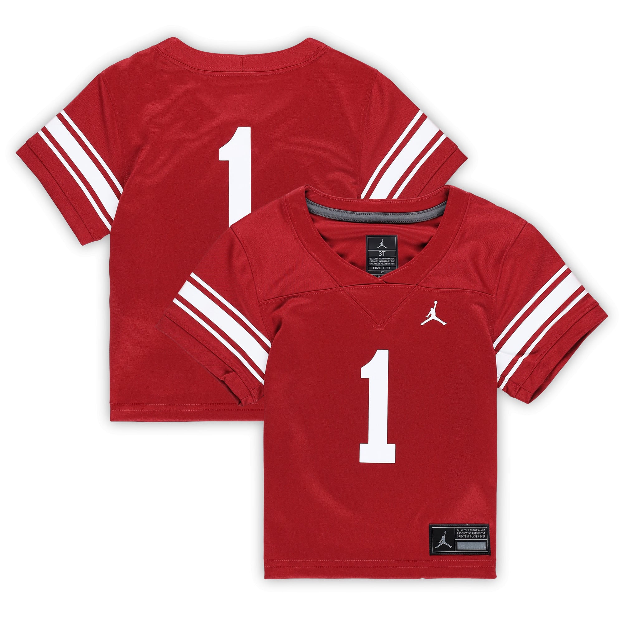 #1 Oklahoma Sooners Toddler Alternate Football Jersey Crimson - front and back view