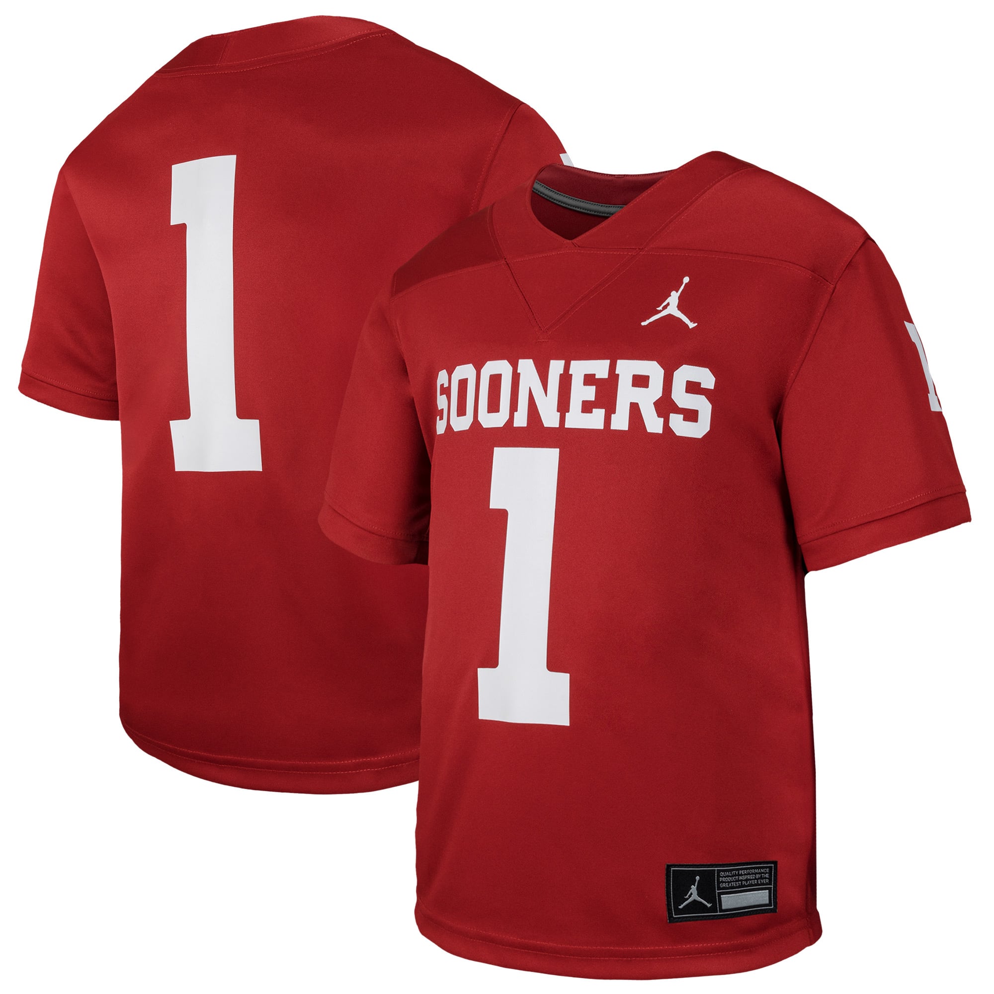 #1 Oklahoma Sooners Toddler Jersey Crimson - front and back view