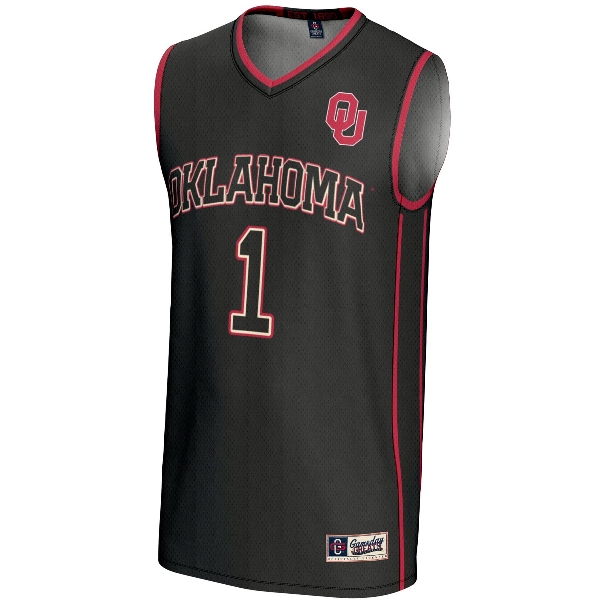 #1 Oklahoma Sooners Unisex Lightweight Basketball Jersey Black - front view