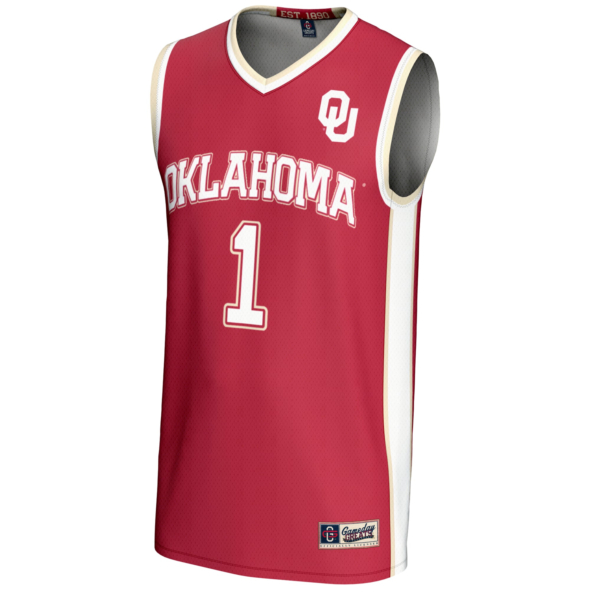 #1 Oklahoma Sooners Unisex Lightweight Basketball Jersey Crimson - front view