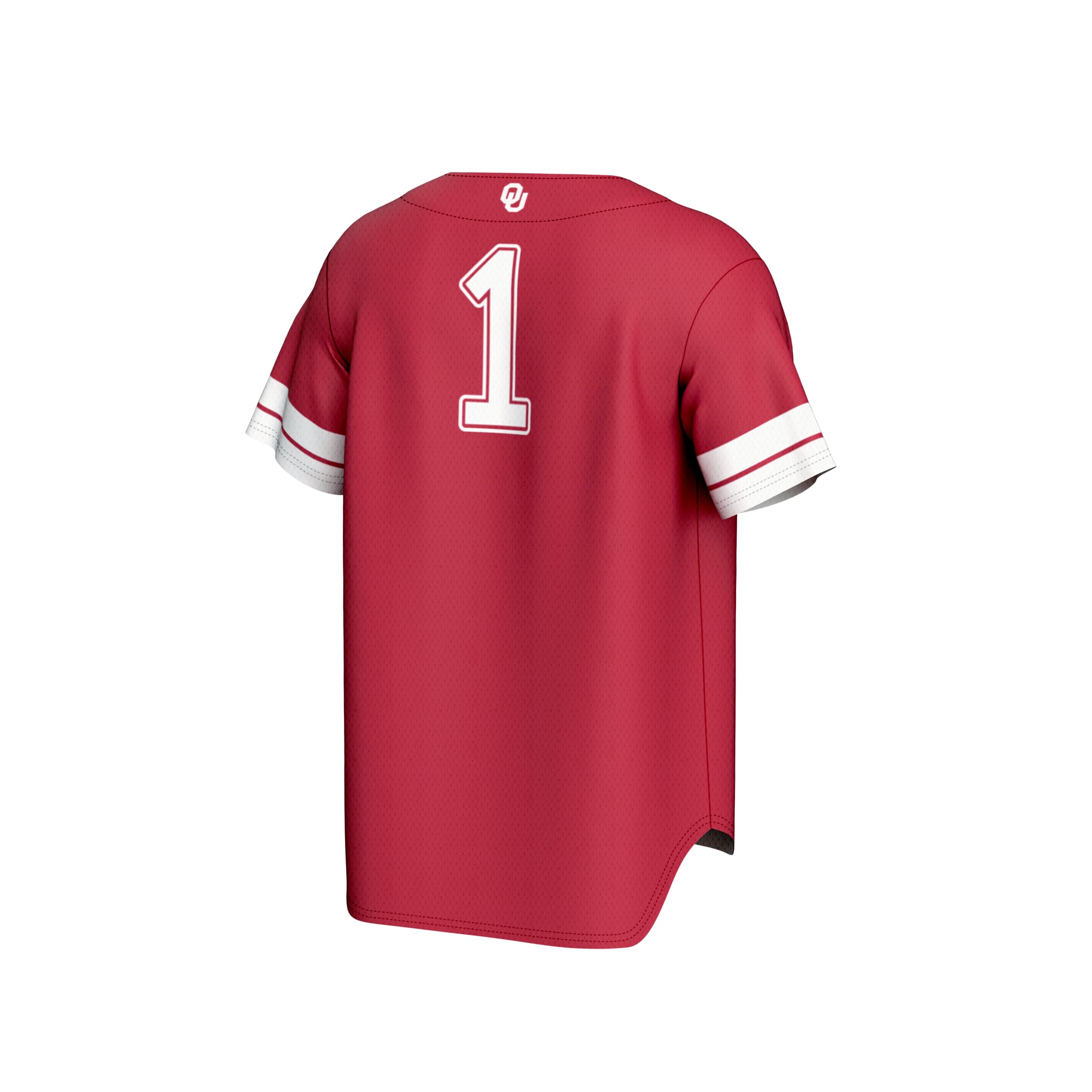 #1 Oklahoma Sooners Unisex Lightweight Collegiate Baseball Fashion Jersey Crimson - back view