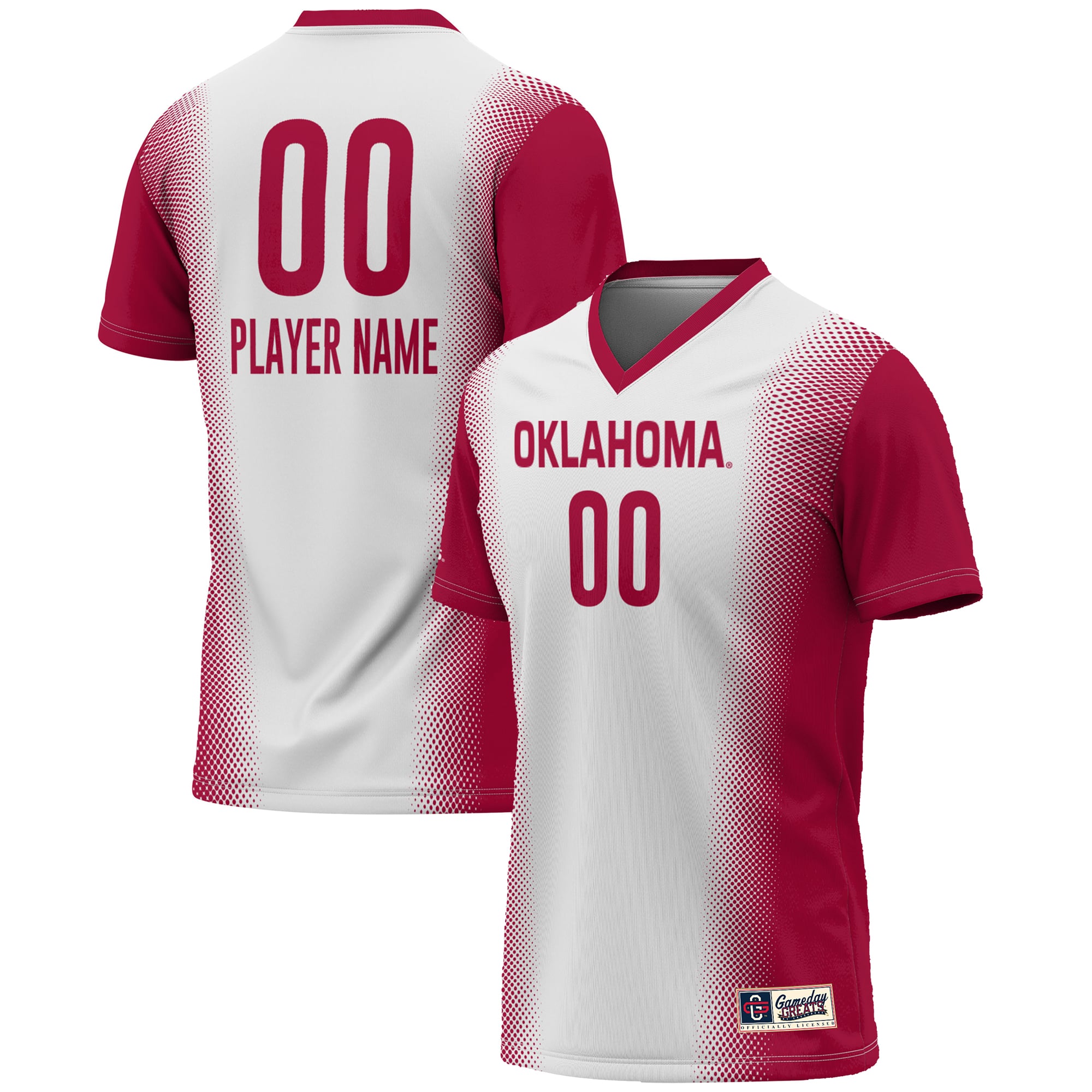 Oklahoma Sooners Youth Lightweight Women's Soccer Jersey White - front and back view