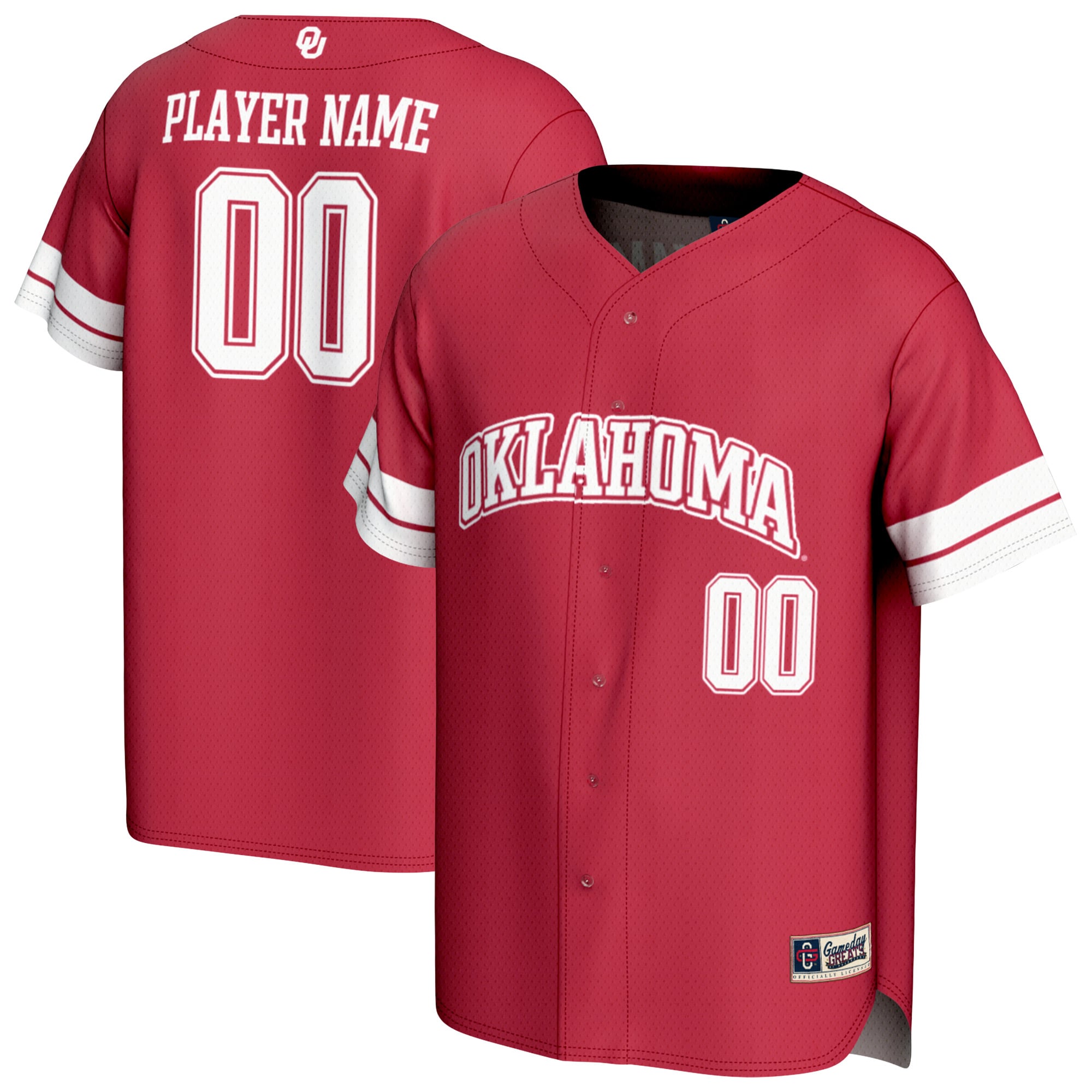 Oklahoma Sooners Unisex Personalized Collegiate Baseball Fashion Jersey - front and back view