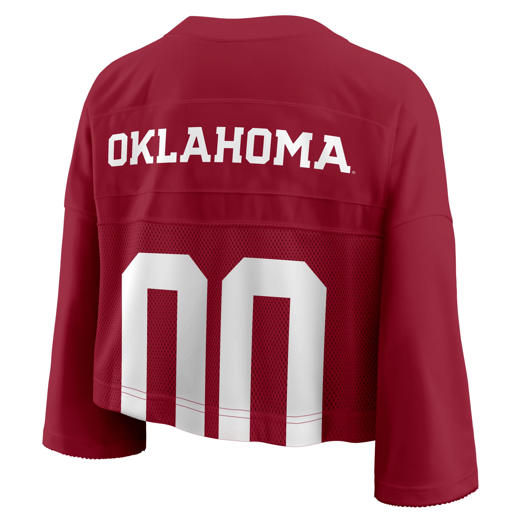 Oklahoma Sooners Women's Cropped Mesh Fashion Jersey Crimson - back view