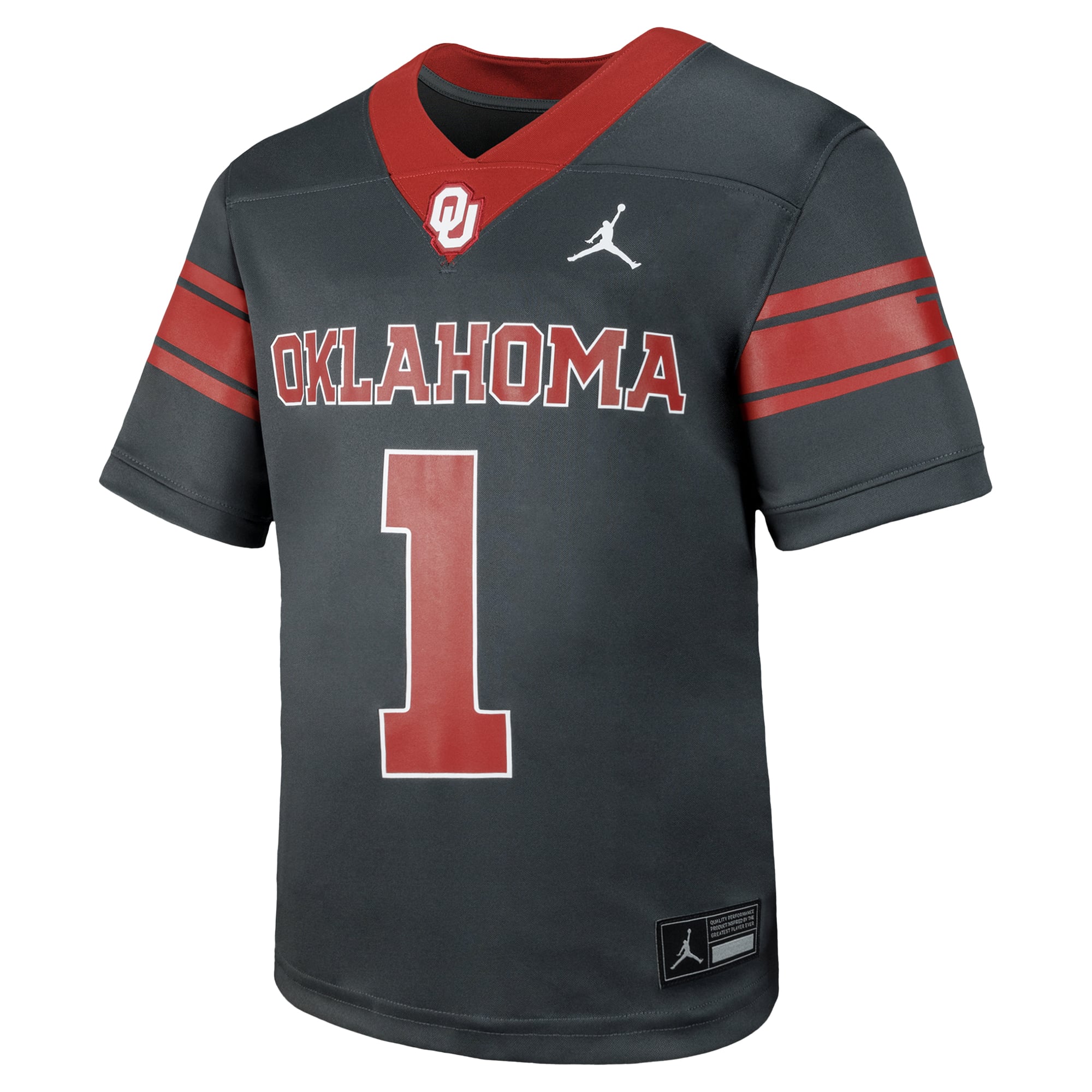 #1 Oklahoma Sooners Youth Football Jersey Anthracite - front view