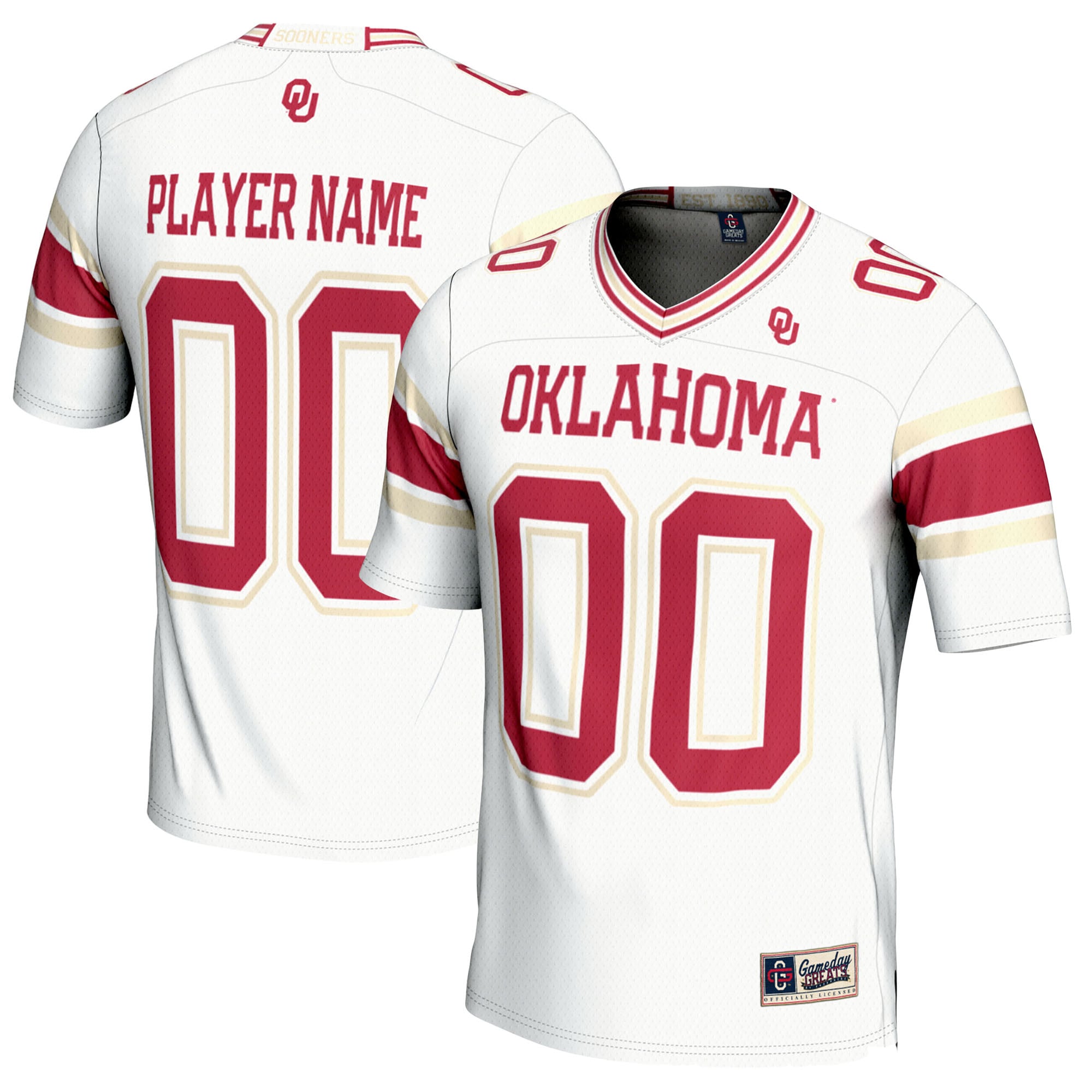 Oklahoma Sooners Youth Football Jersey White - front and back view