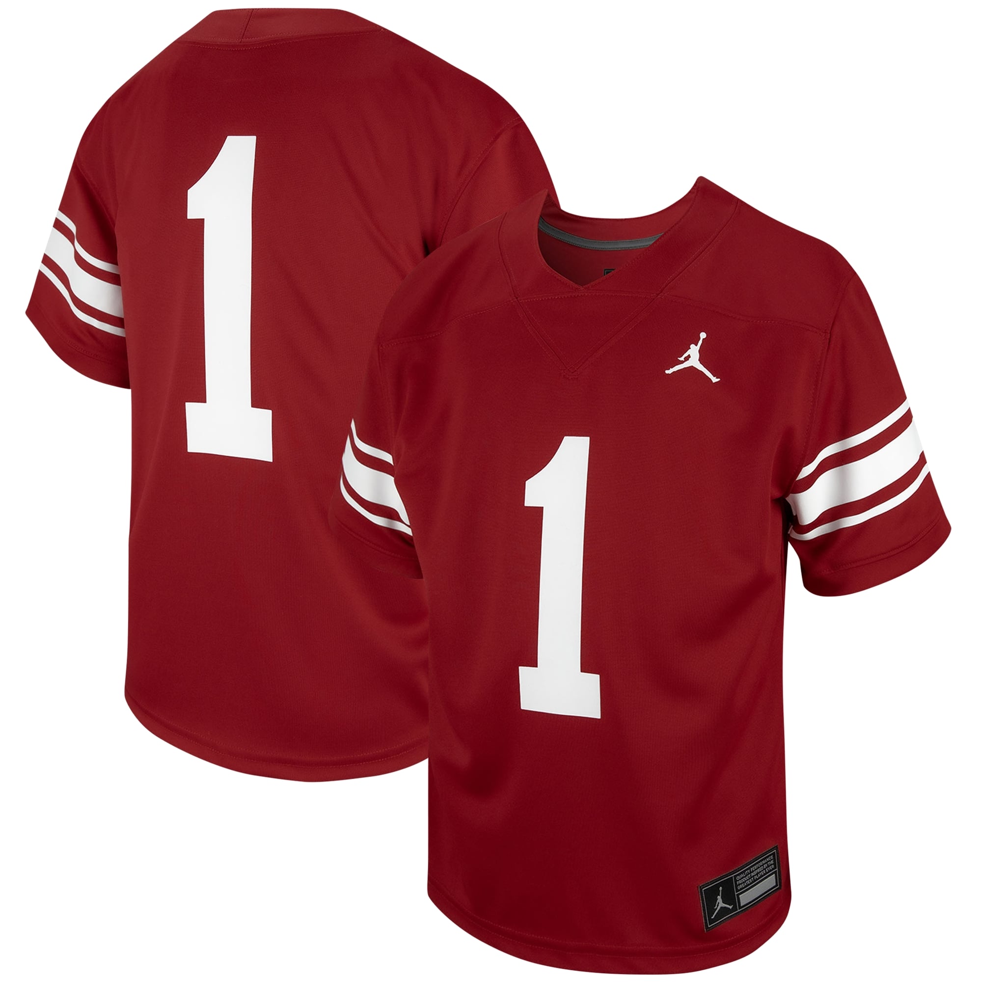 #1 Oklahoma Sooners Youth Jersey Crimson - front and back view