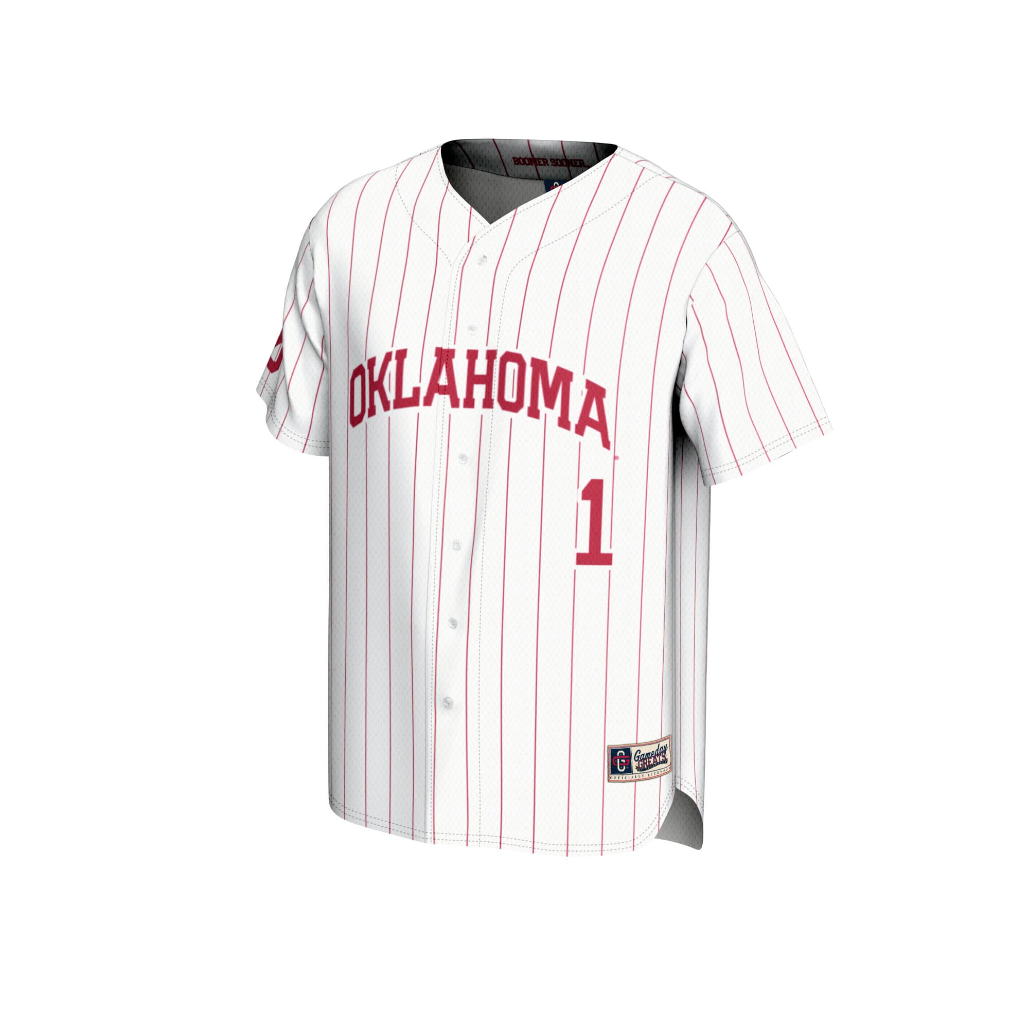 #1 Oklahoma Sooners Youth Lightweight Baseball Jersey White - front view