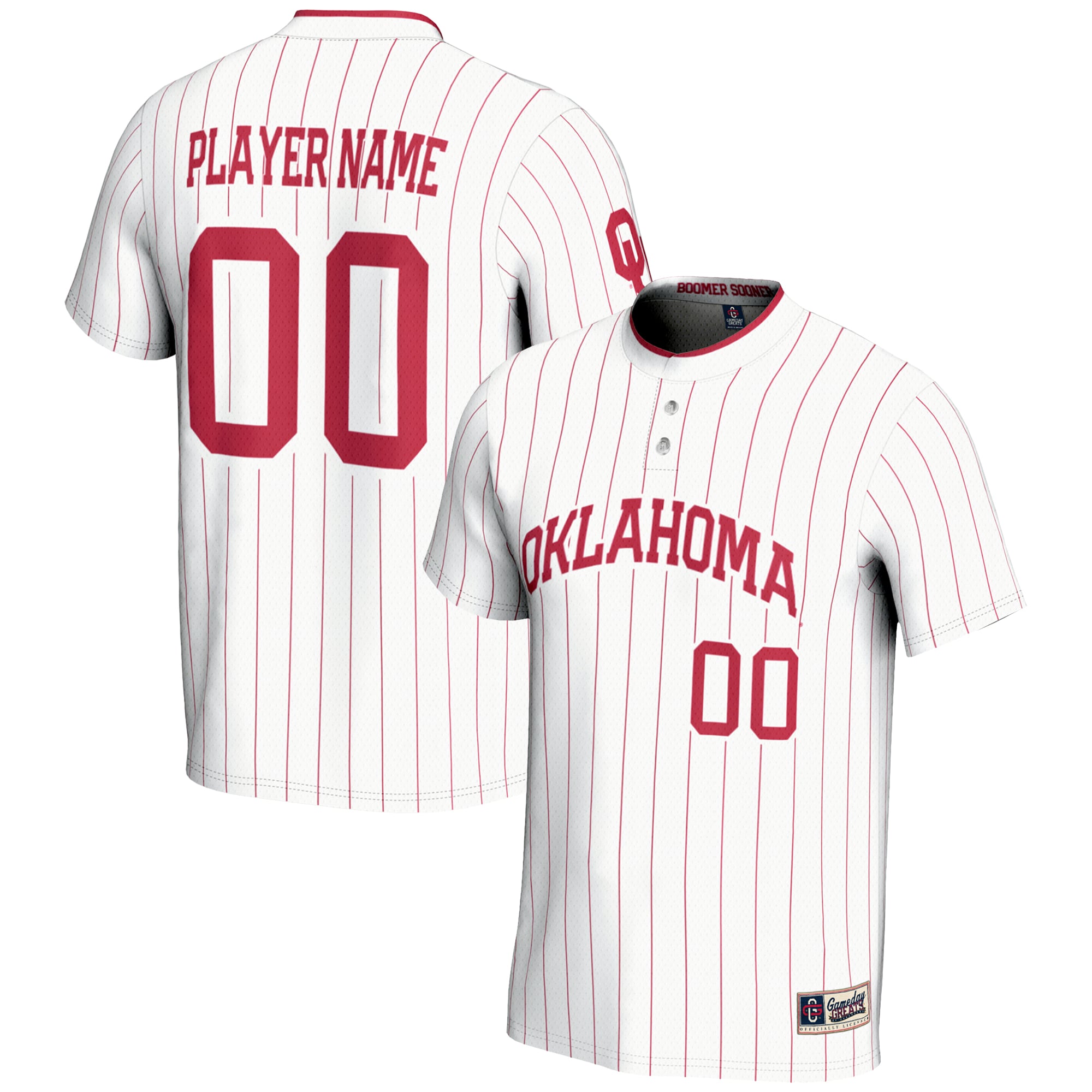 Oklahoma Sooners Youth Lightweight Softball Jersey White - front and back view