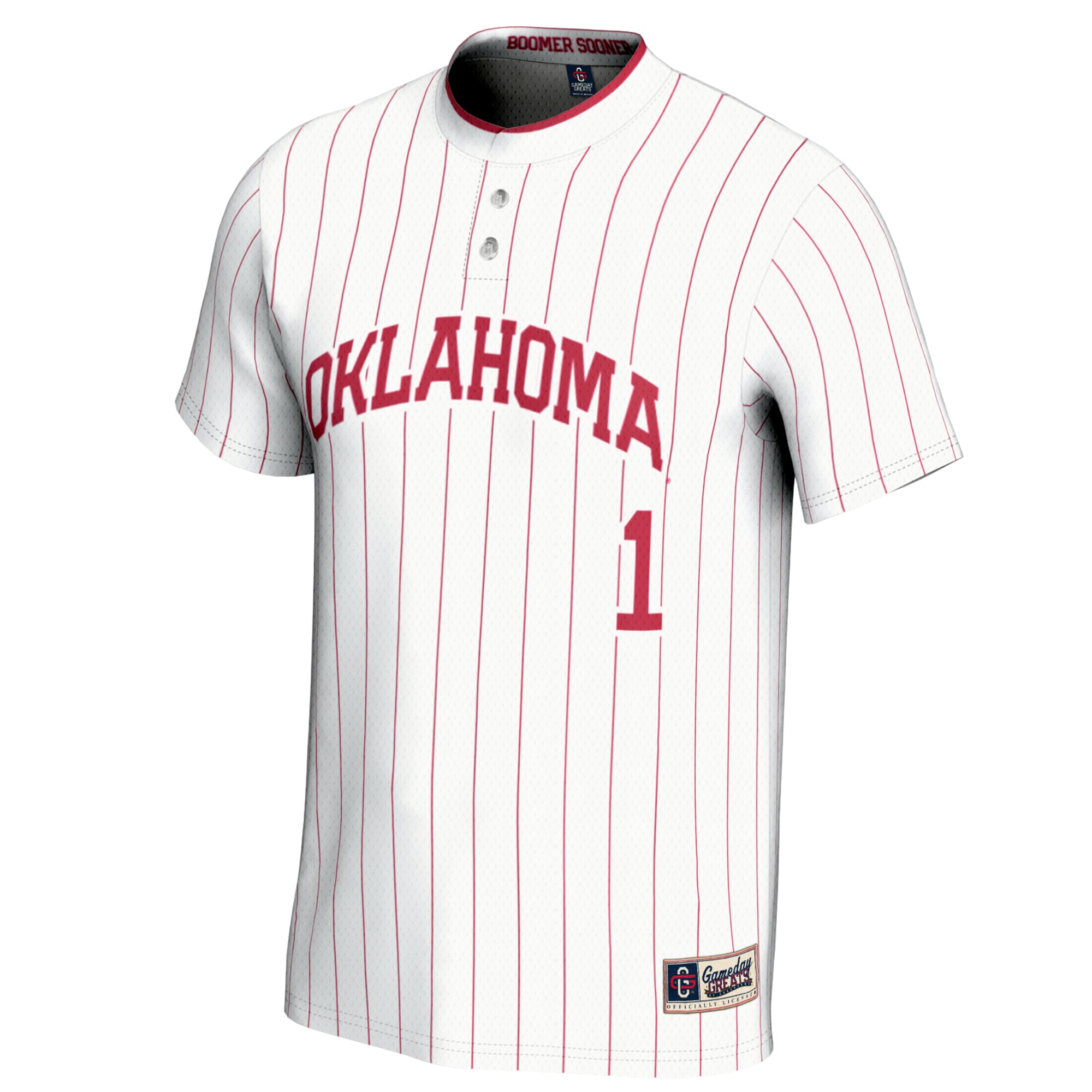 #1 Oklahoma Sooners Youth Lightweight Softball Jersey White - front view