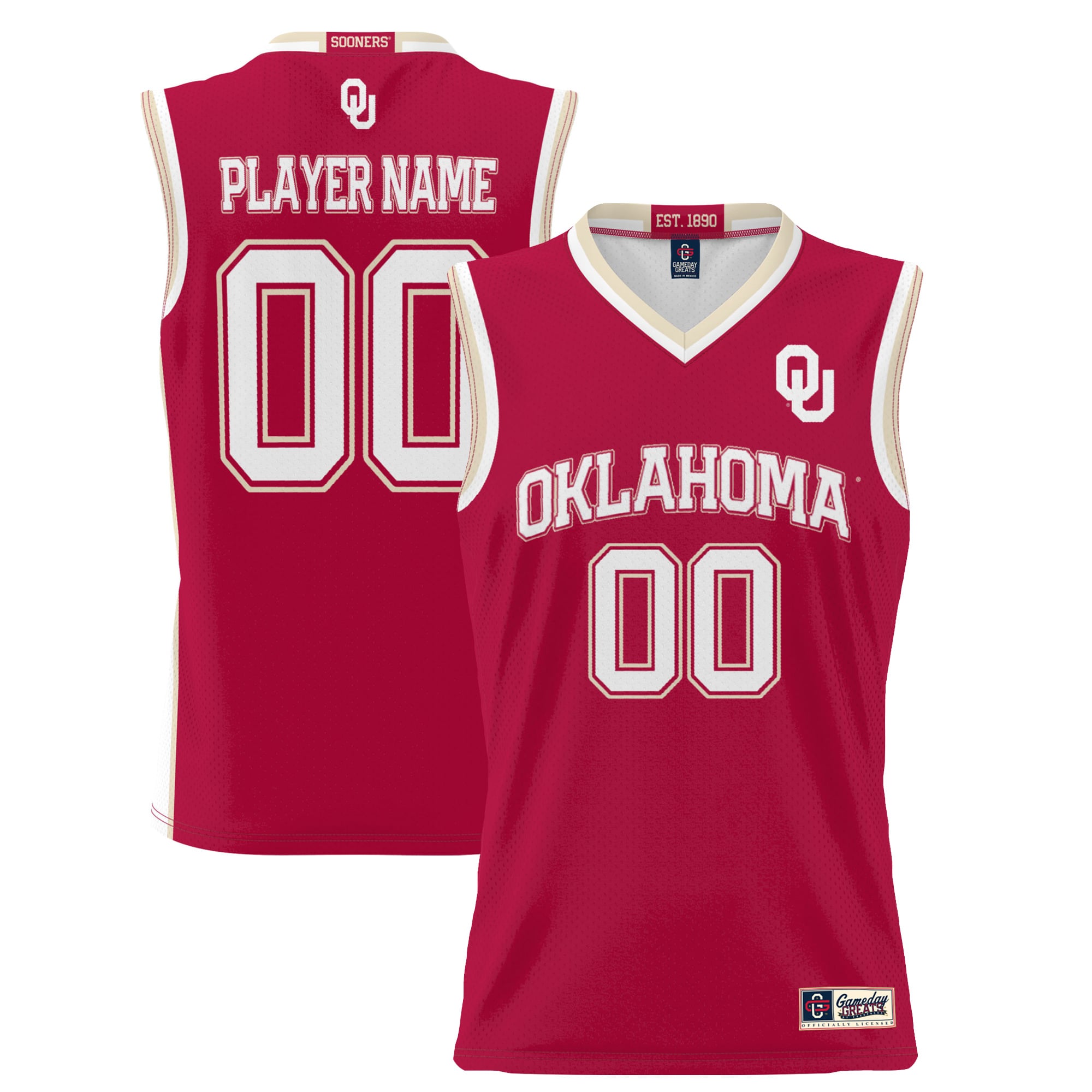 Oklahoma Sooners Youth Lightweight Women's Basketball Jersey Crimson - front and back view