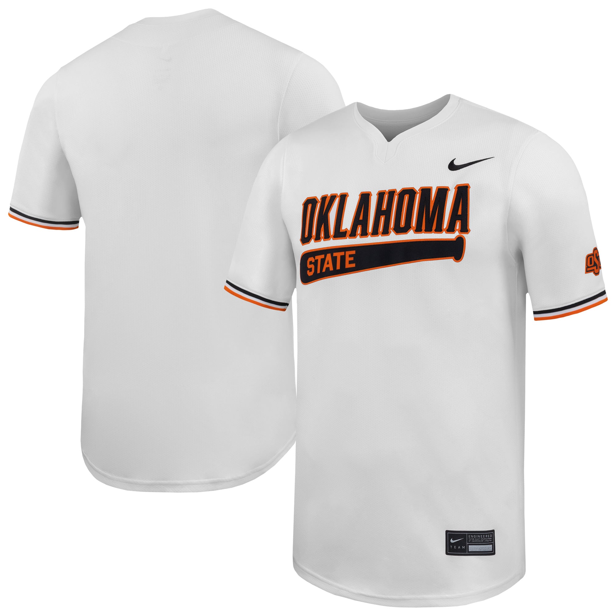 Oklahoma State Cowboys Baseball Jersey White - front and back view