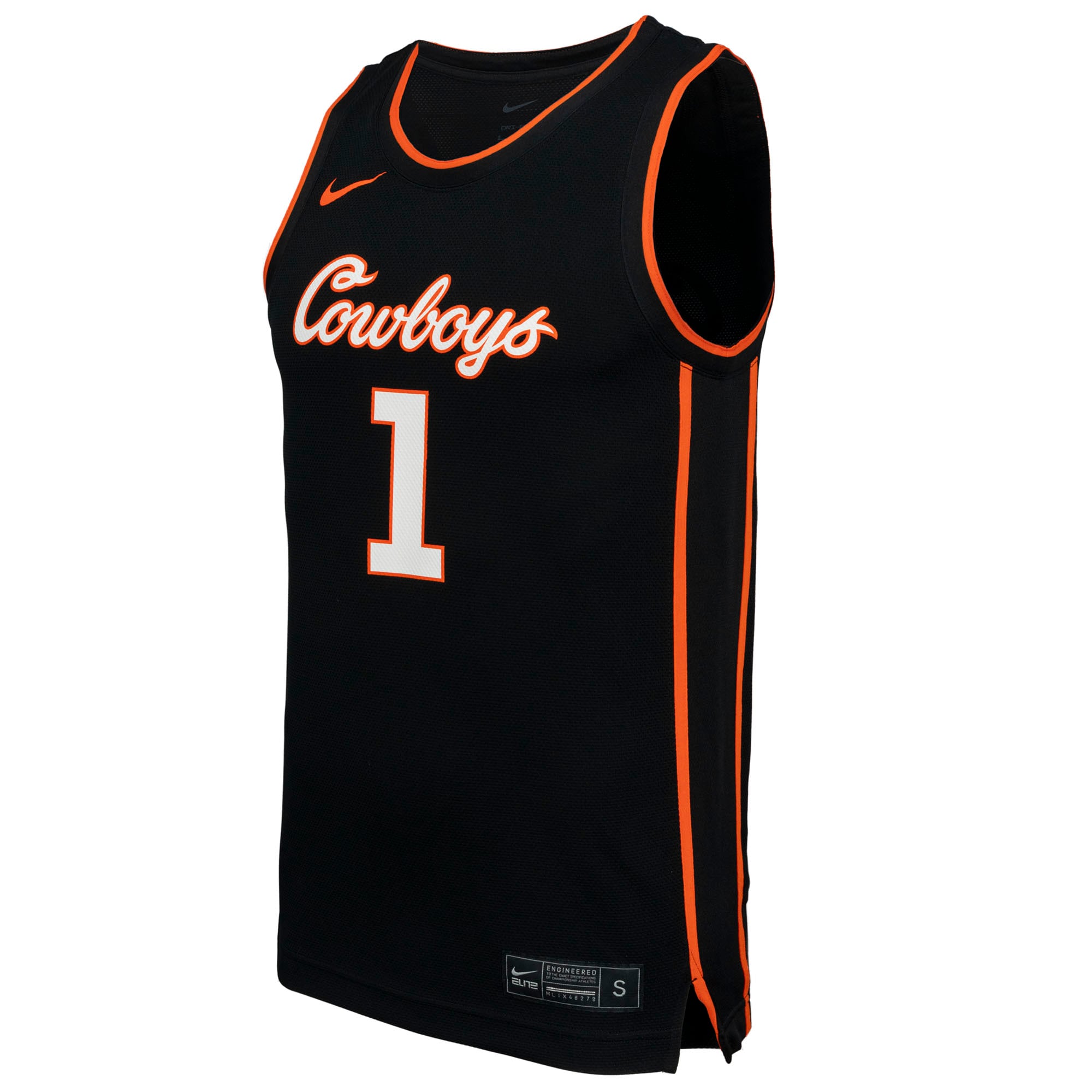 #1 Oklahoma State Cowboys Basketball Jersey Black - back view