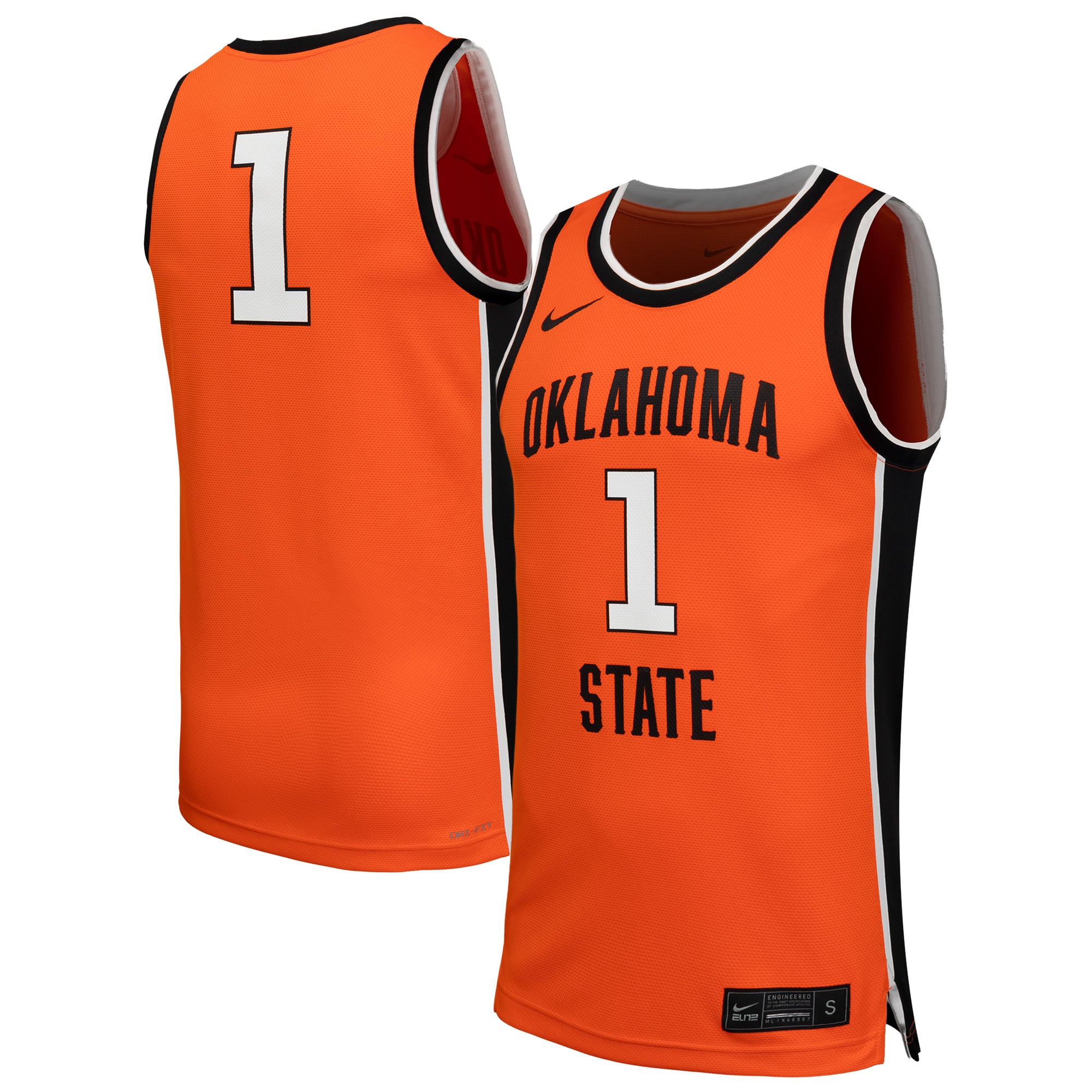 #1 Oklahoma State Cowboys Basketball Jersey Orange - front and back view