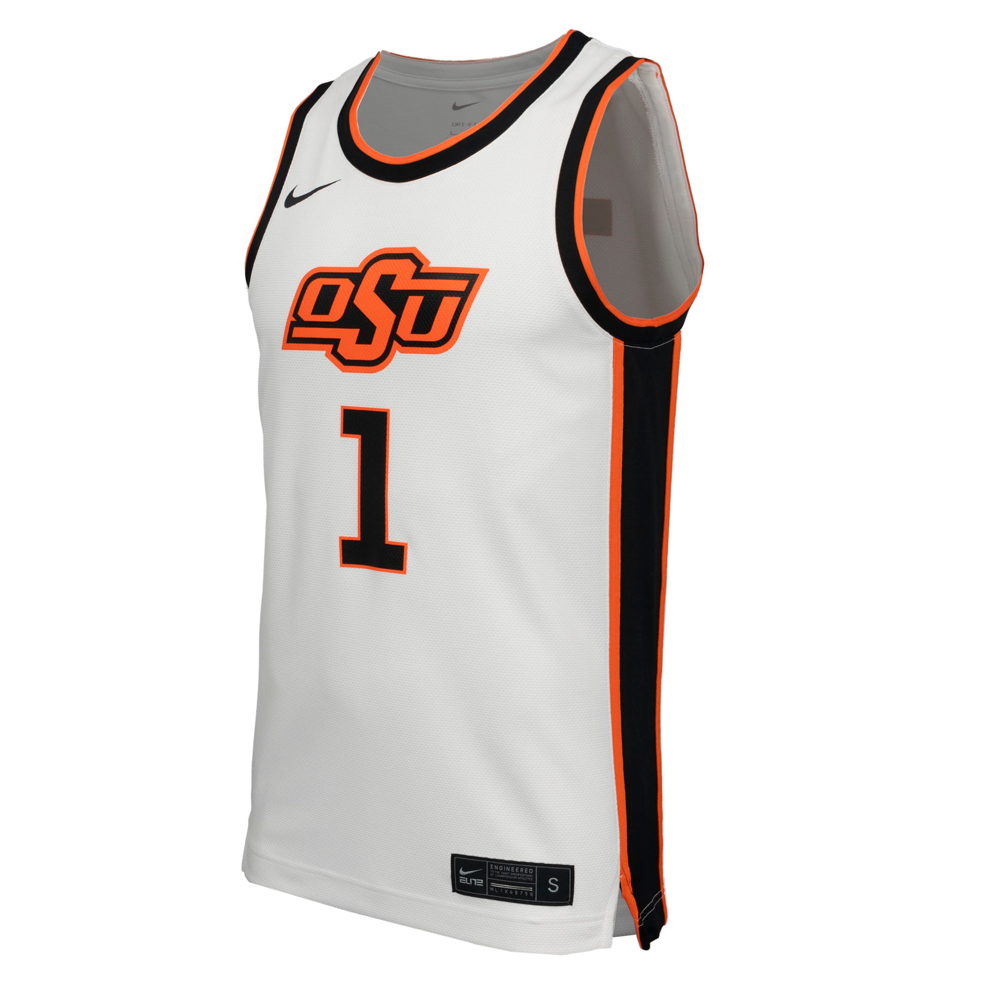 #1 Oklahoma State Cowboys Basketball Jersey White - front view