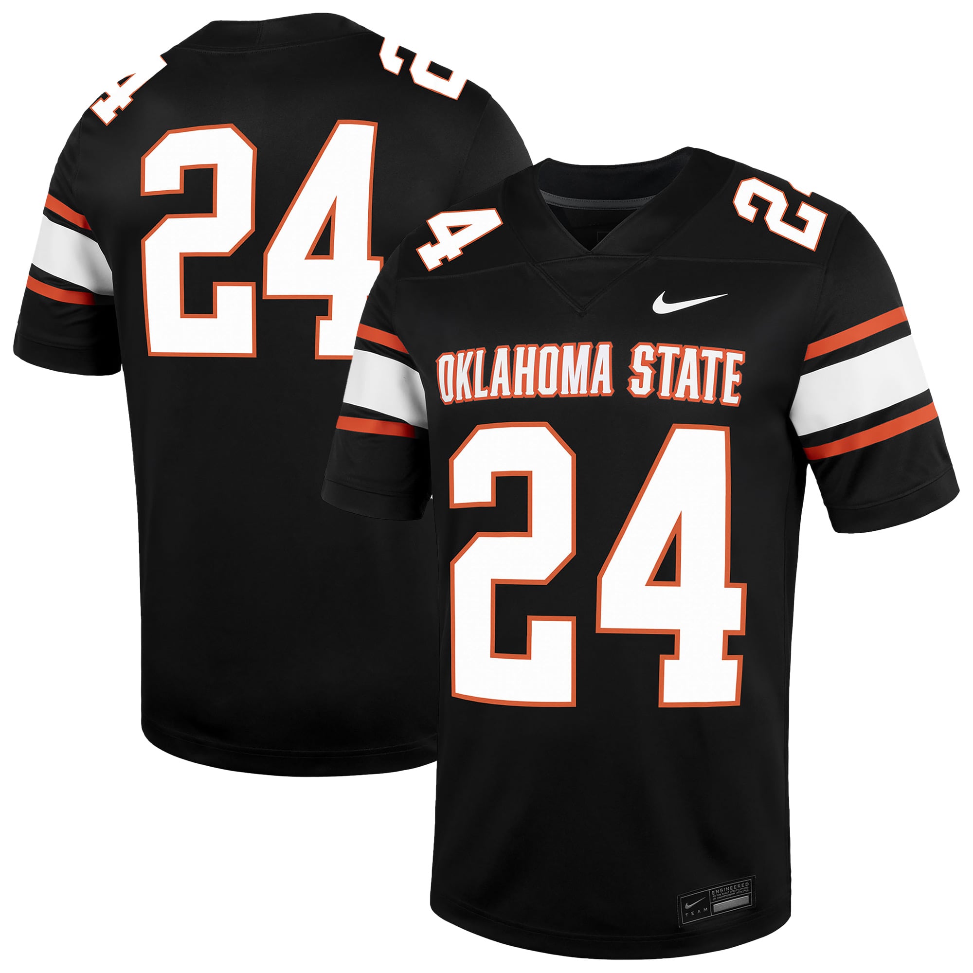 #24 Oklahoma State Cowboys Football Jersey - Black - front and back view