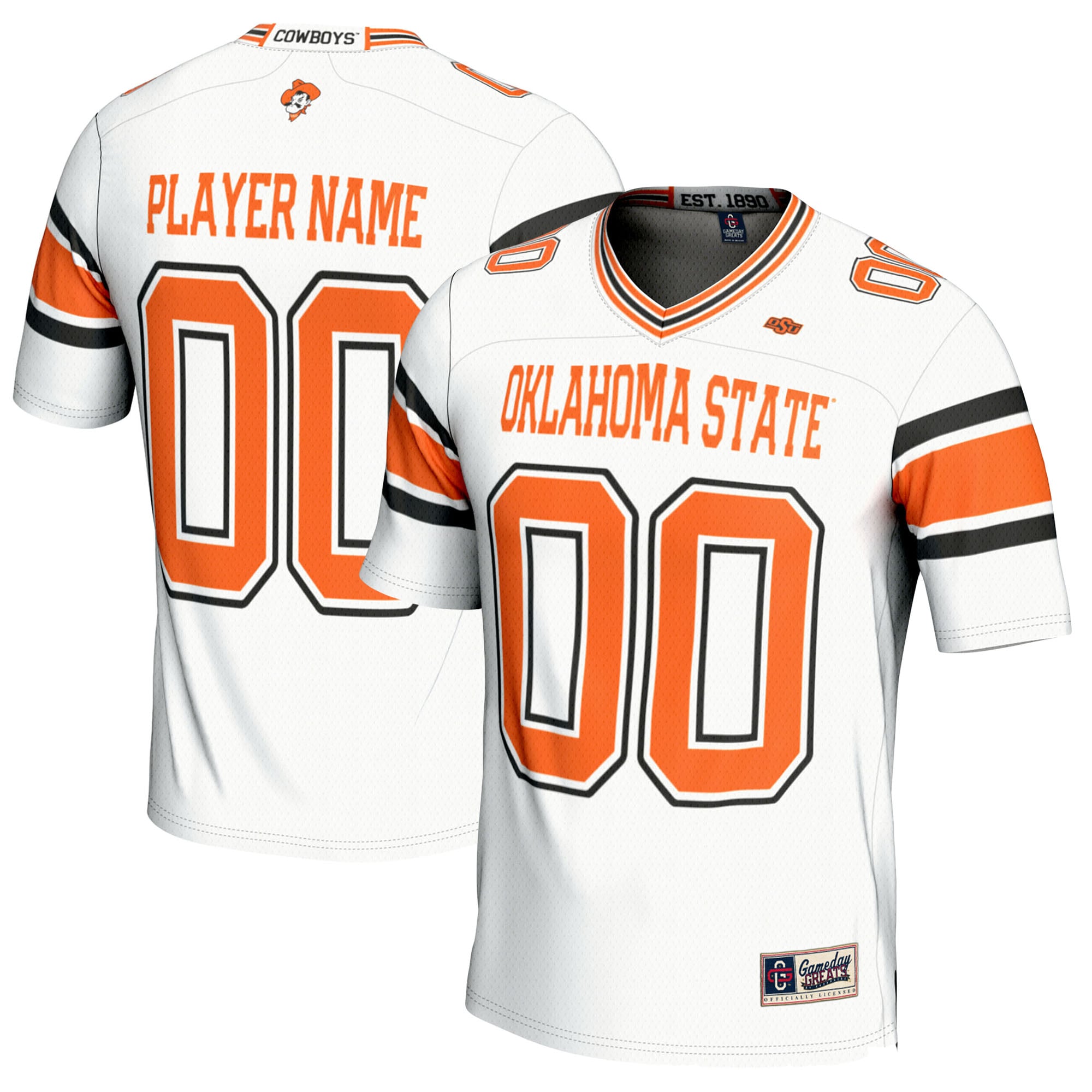 Oklahoma State Cowboys Football Jersey White - front and back view