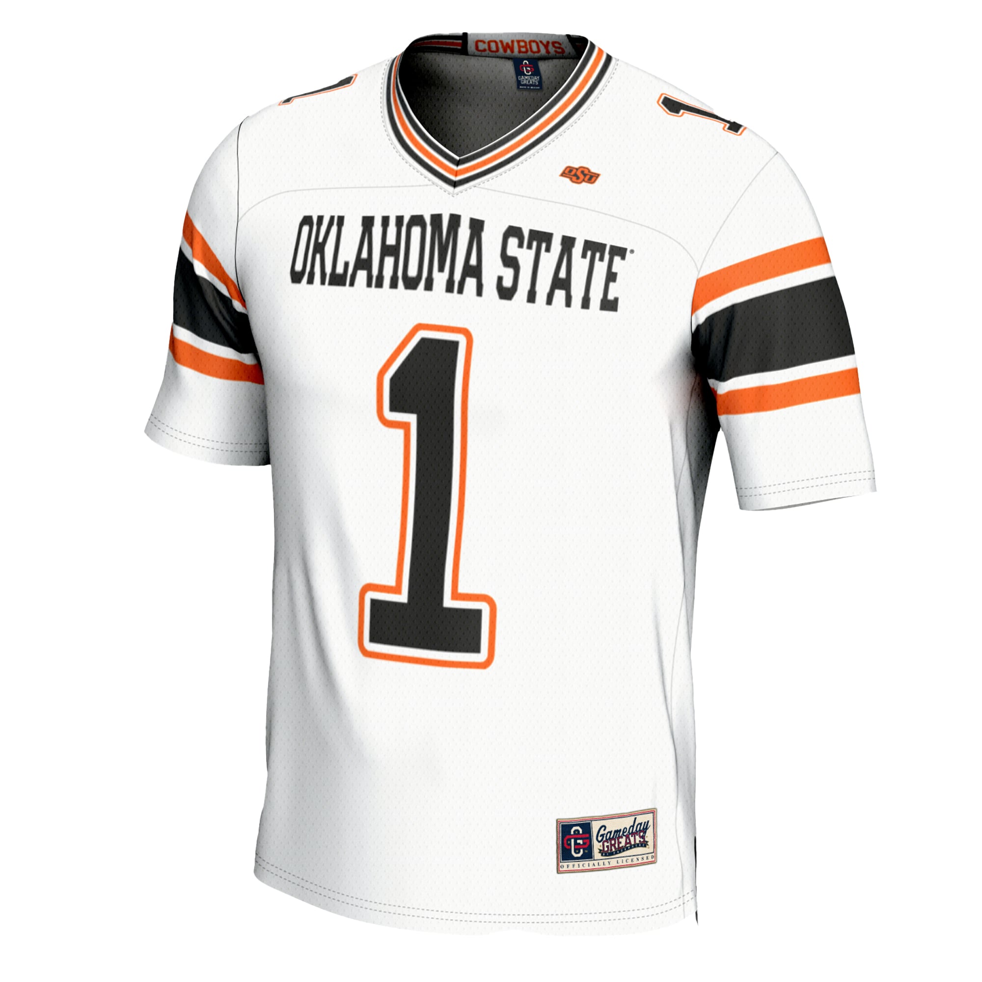 #1 Oklahoma State Cowboys Football Jersey White - front view