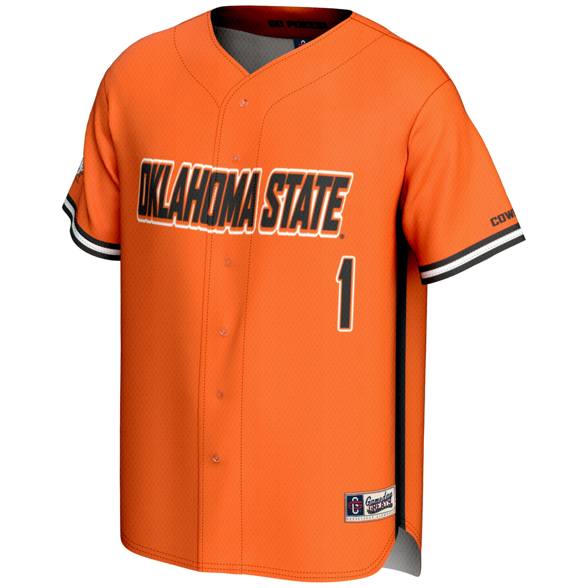 #1 Oklahoma State Cowboys Lightweight Baseball Fashion Jersey Orange - front view