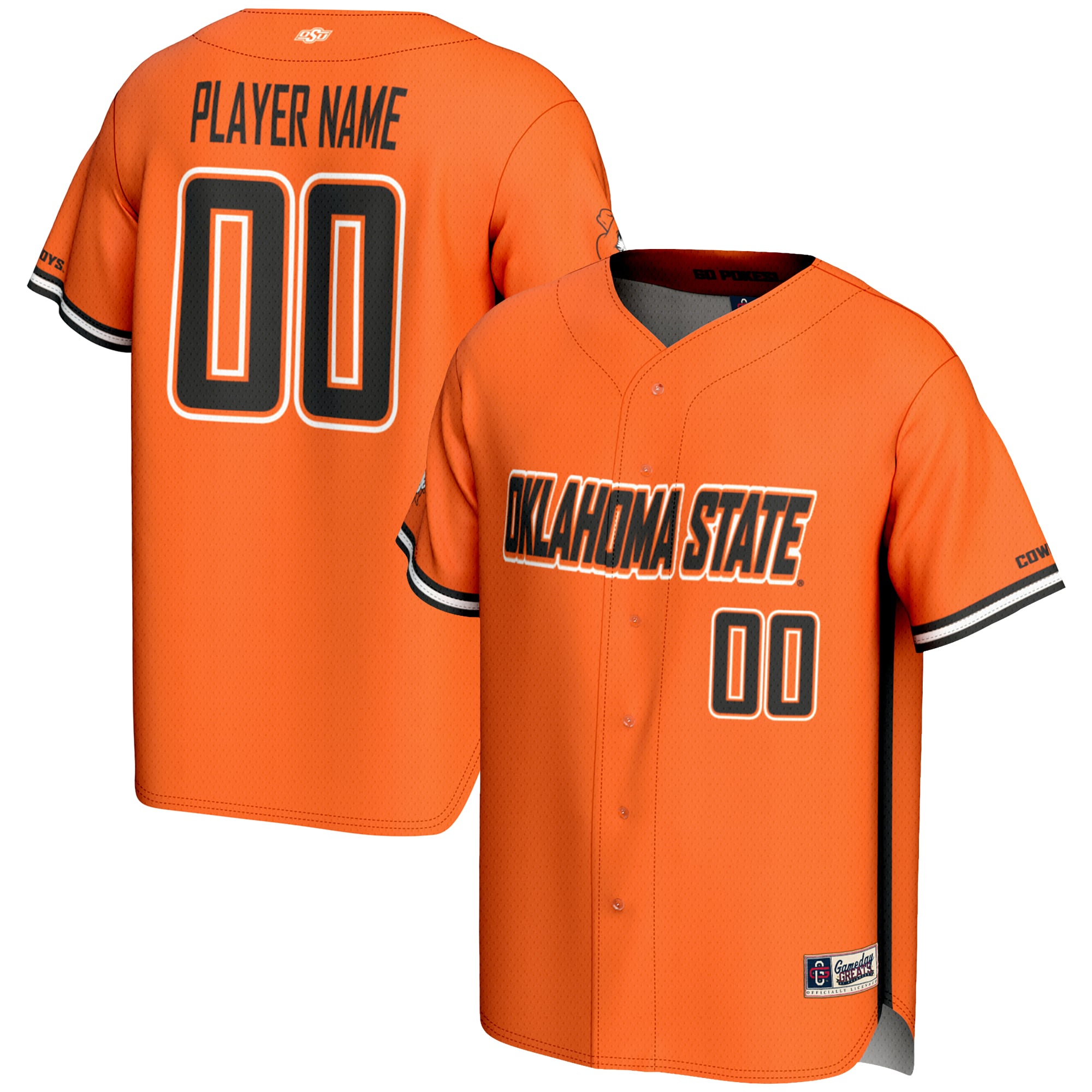 Oklahoma State Cowboys Lightweight Baseball Jersey Orange - front and back view