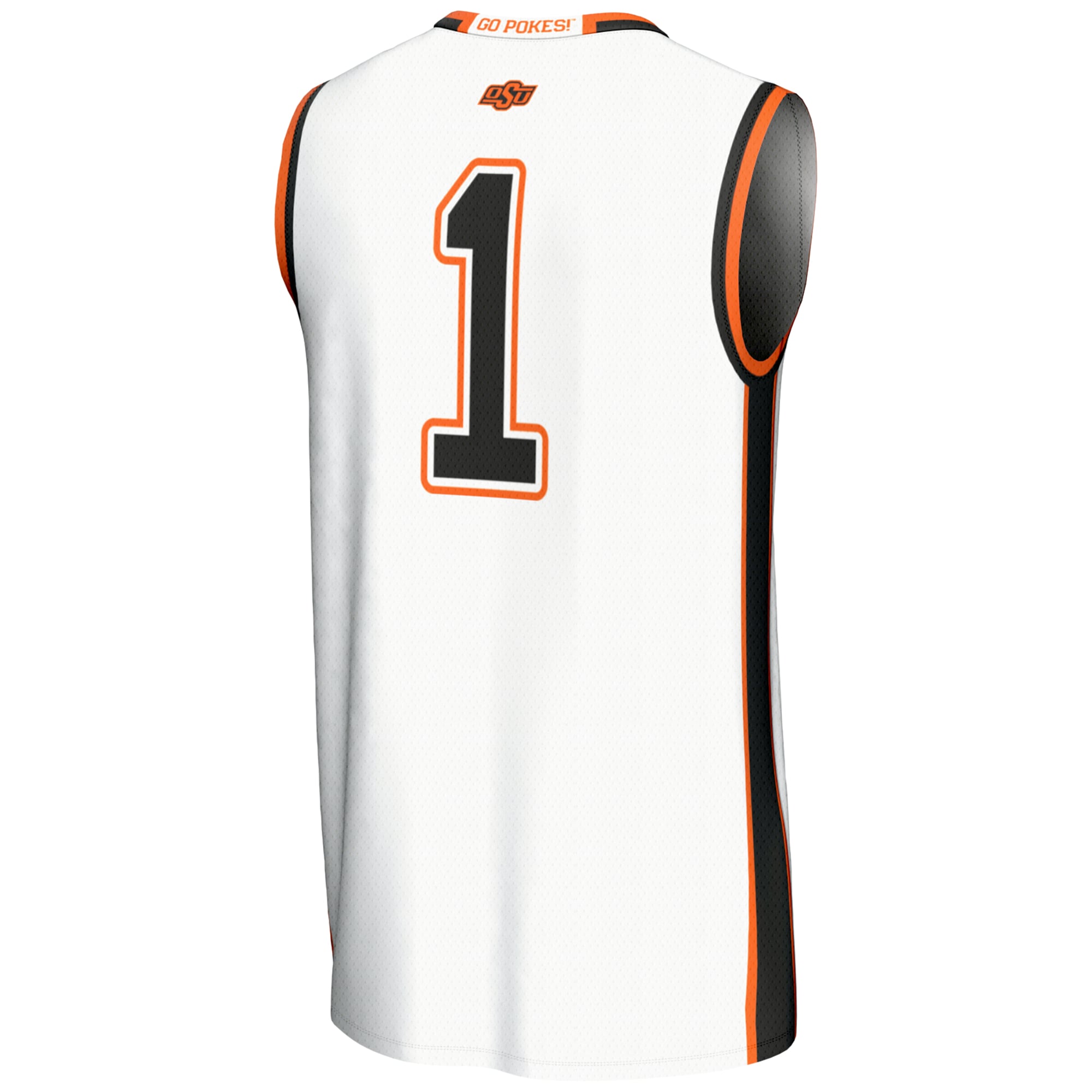#1 Oklahoma State Cowboys Unisex Lightweight Basketball Jersey White - back view