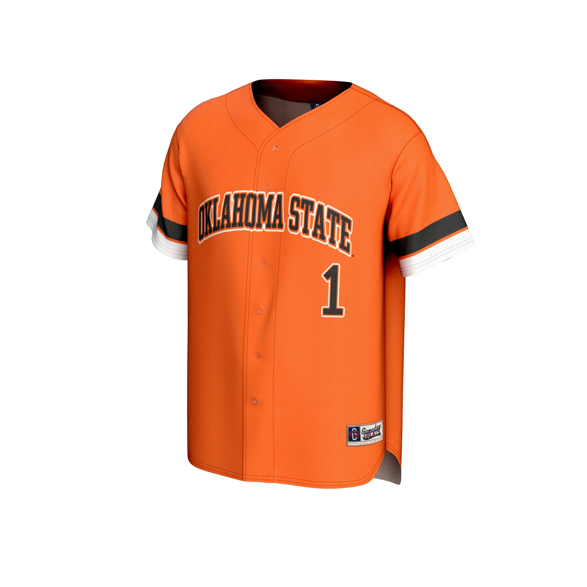 #1 Oklahoma State Cowboys Unisex Lightweight Collegiate Baseball Fashion Jersey Orange - front view