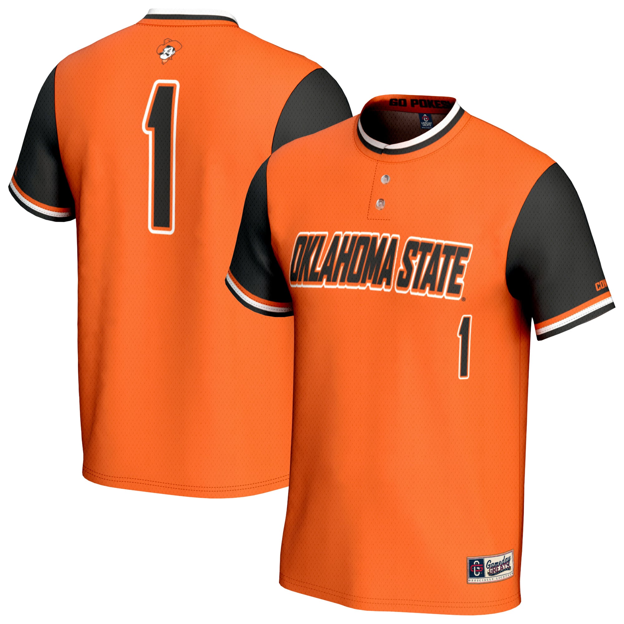 Oklahoma State Cowboys Unisex Lightweight Softball Fashion Jersey Orange - front and back view