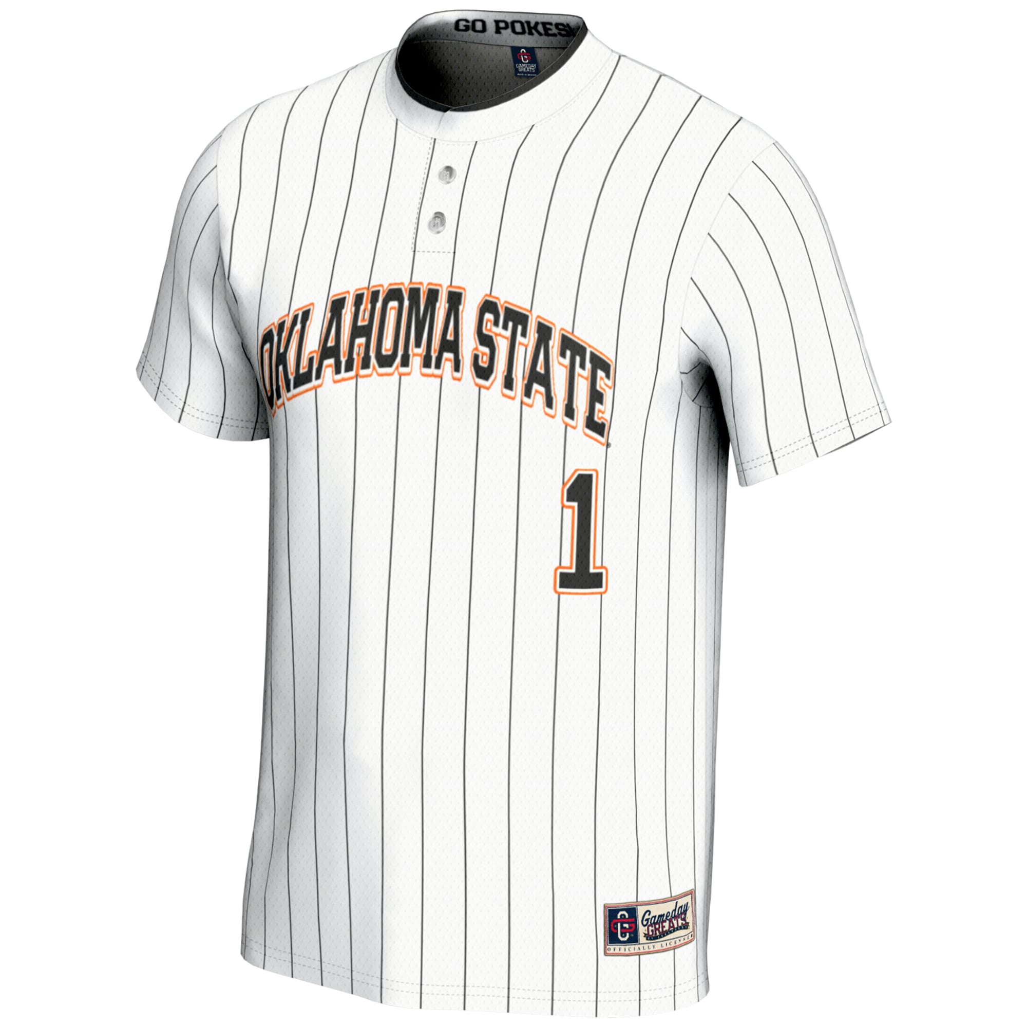 #1 Oklahoma State Cowboys Unisex Lightweight Softball Jersey White - front view