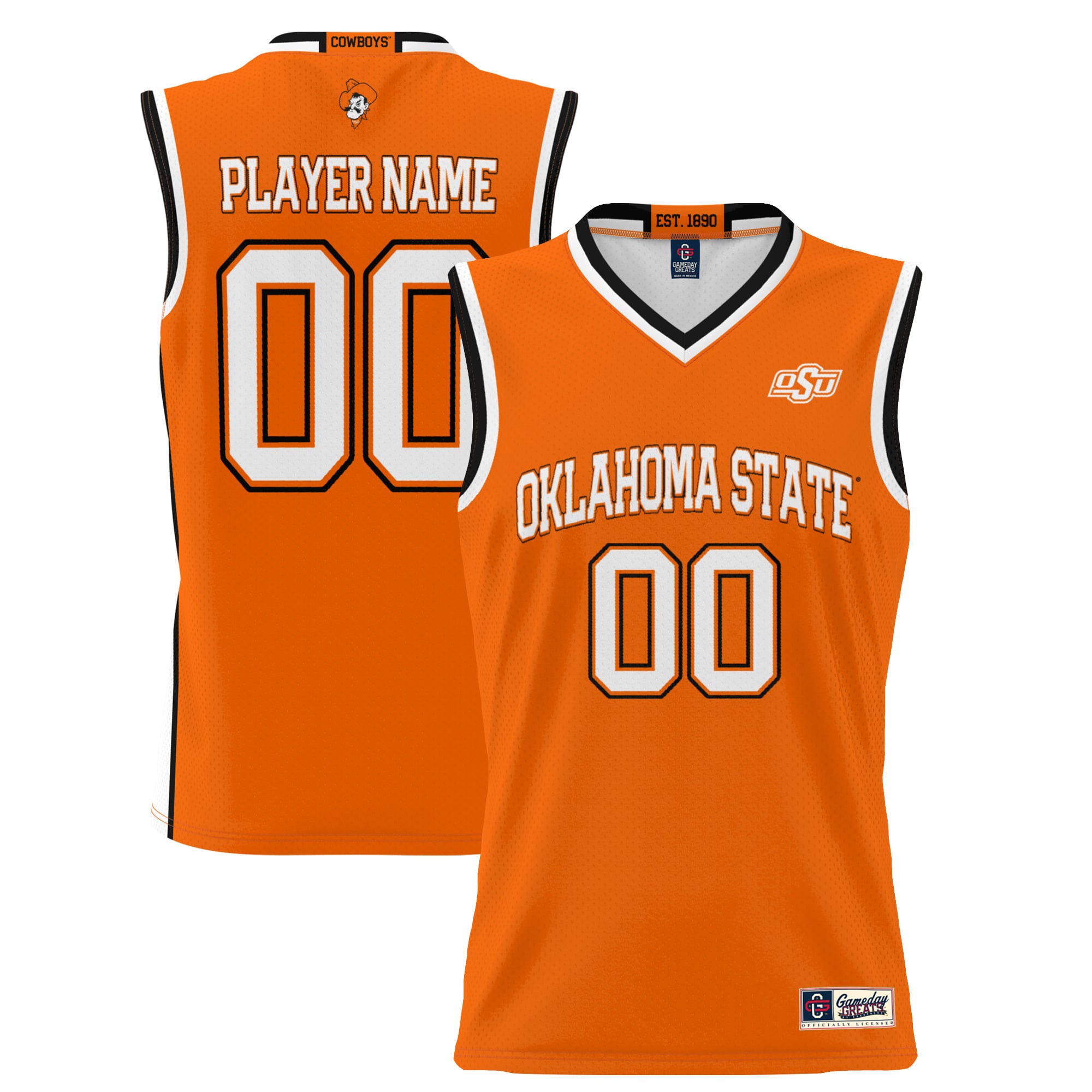 Oklahoma State Cowboys Unisex Lightweight Women's Basketball Jersey Orange - front and back view