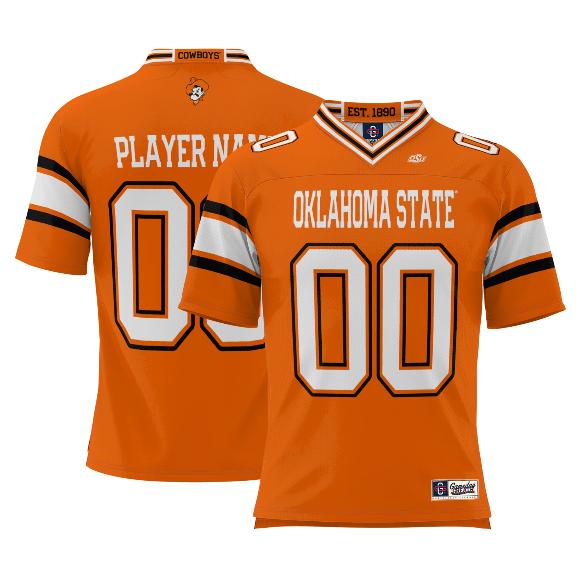 Oklahoma State Cowboys Youth Football Jersey Orange - front and back view