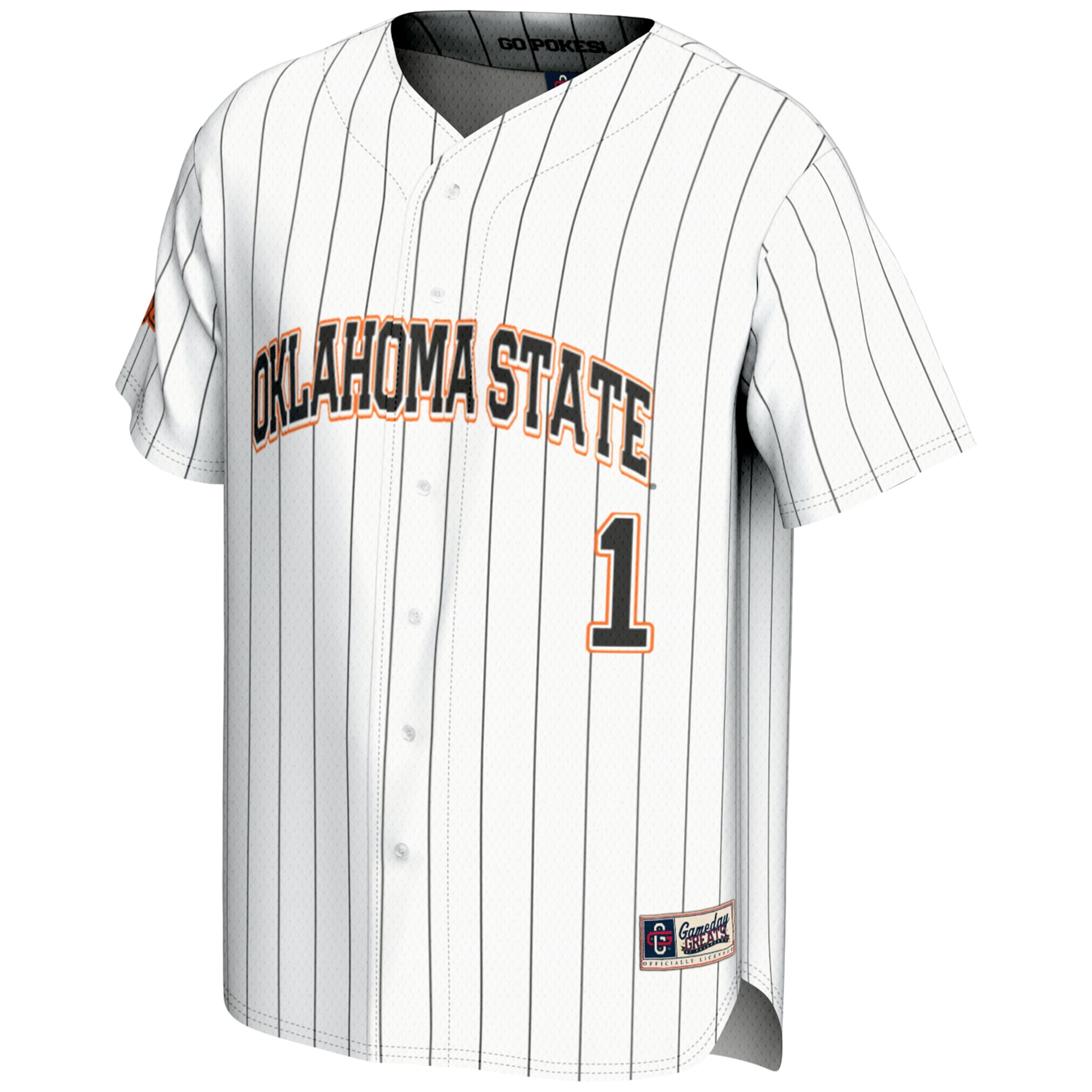 #1 Oklahoma State Cowboys Youth Lightweight Baseball Fashion Jersey White - front view