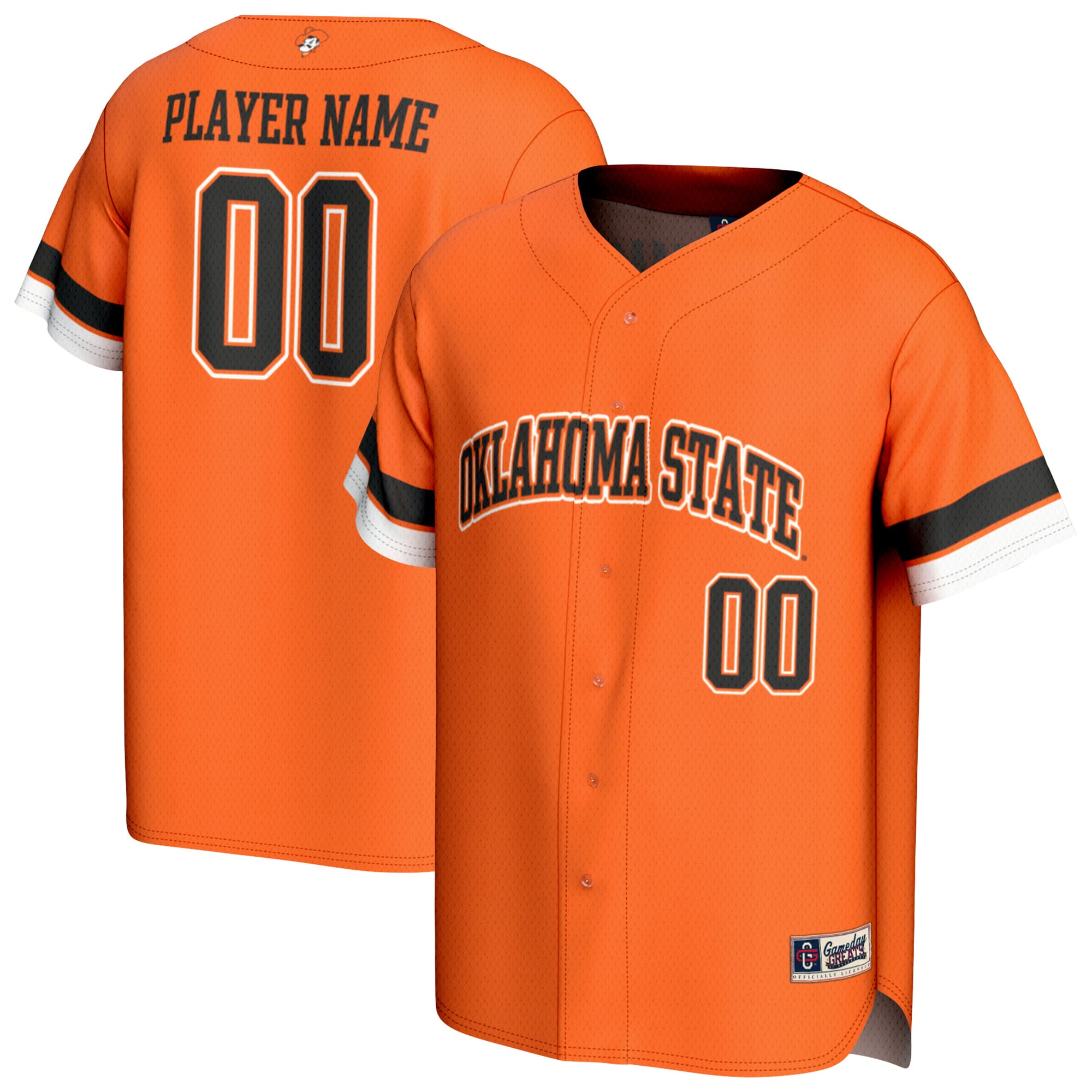 Oklahoma State Cowboys Youth Lightweight Baseball Jersey Orange - front and back view