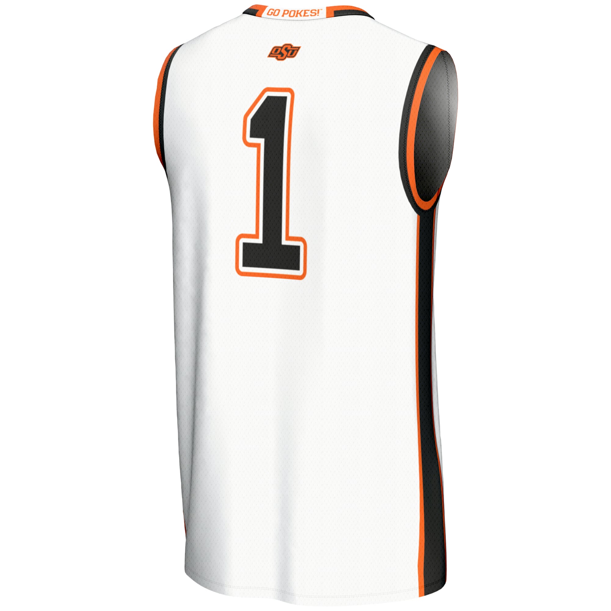 #1 Oklahoma State Cowboys Youth Lightweight Basketball Jersey White - back view