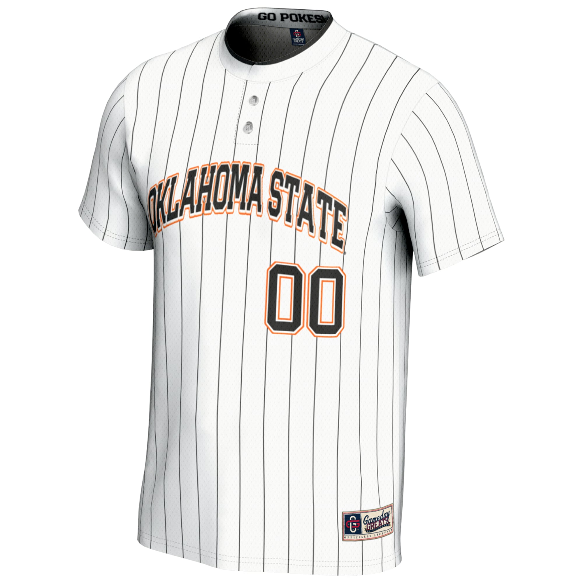 Oklahoma State Cowboys Youth Lightweight Softball Jersey White - front view