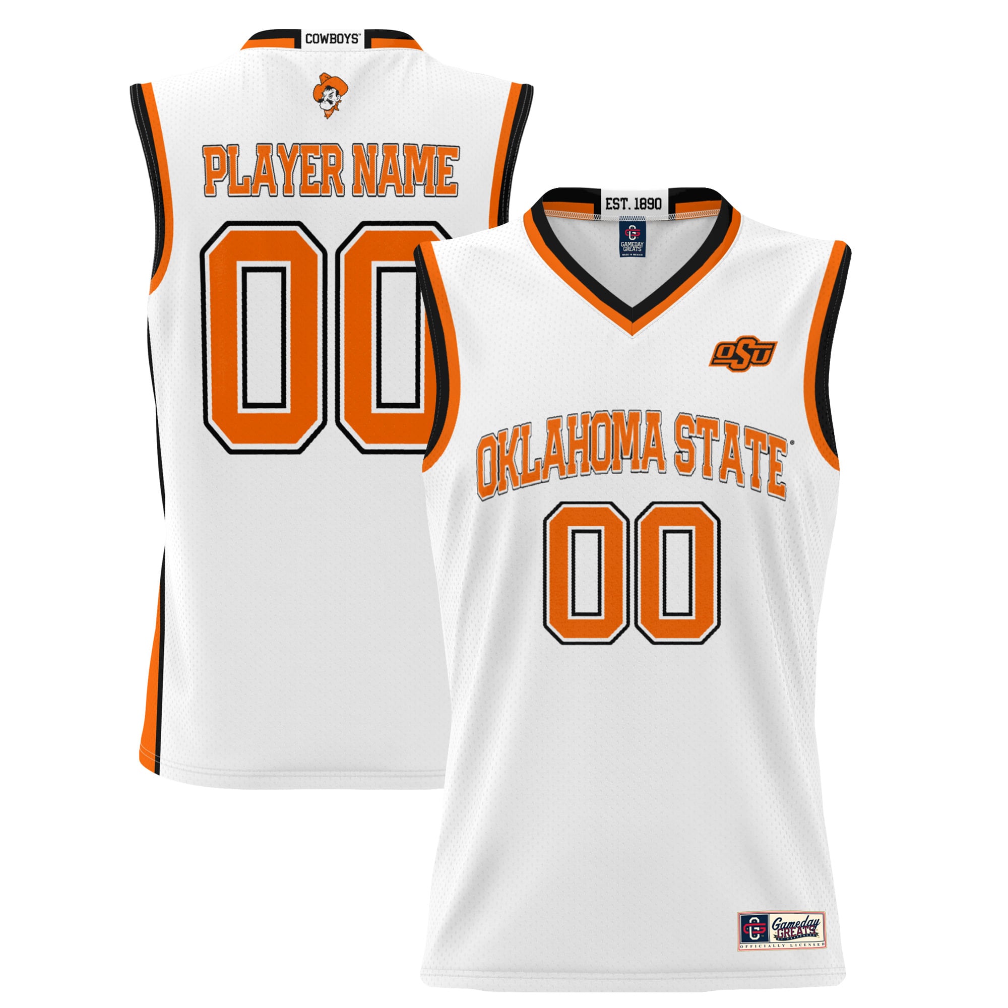 Oklahoma State Cowboys Youth Lightweight Women's Basketball Jersey White - front and back view