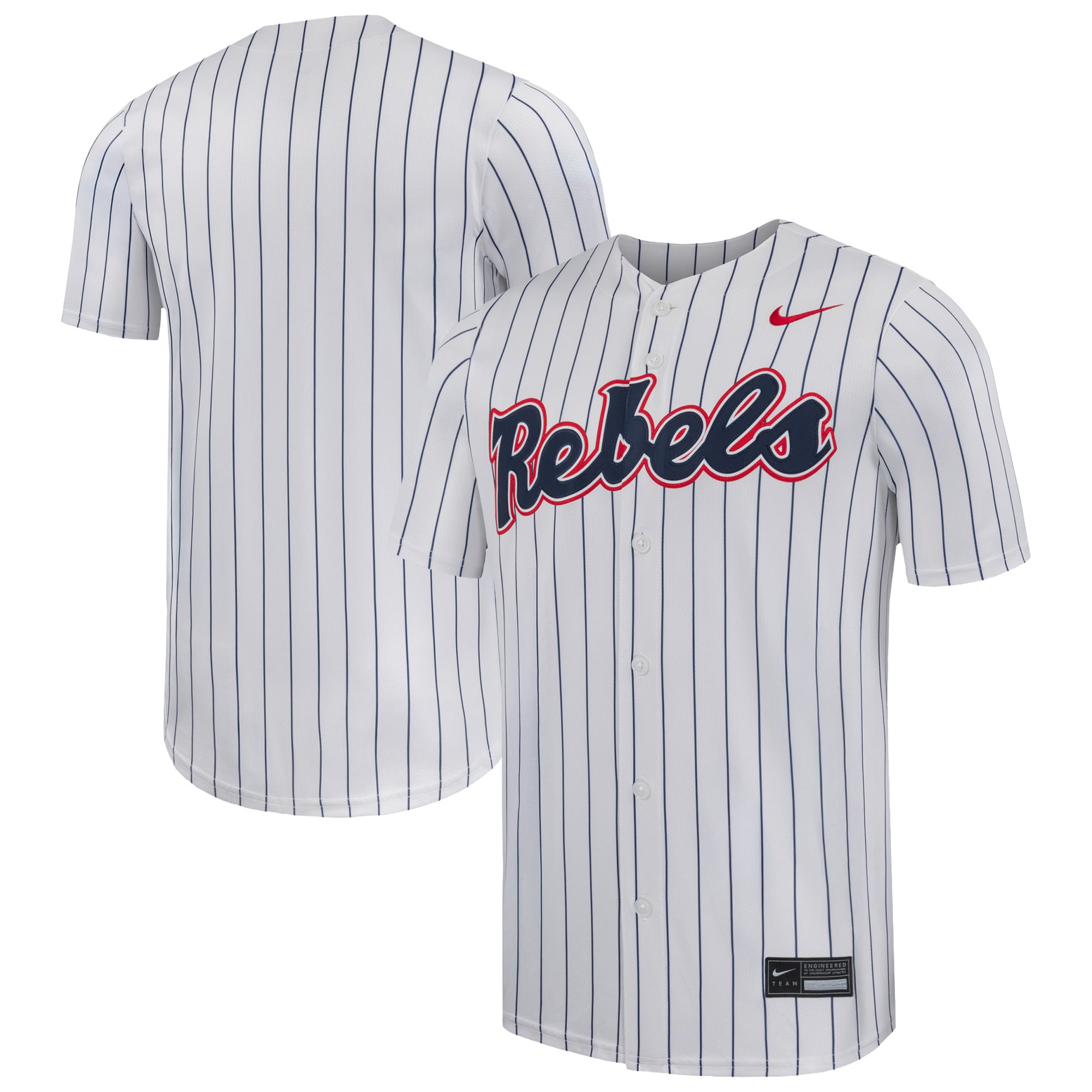Ole Miss Rebels Baseball Jersey White - front and back view
