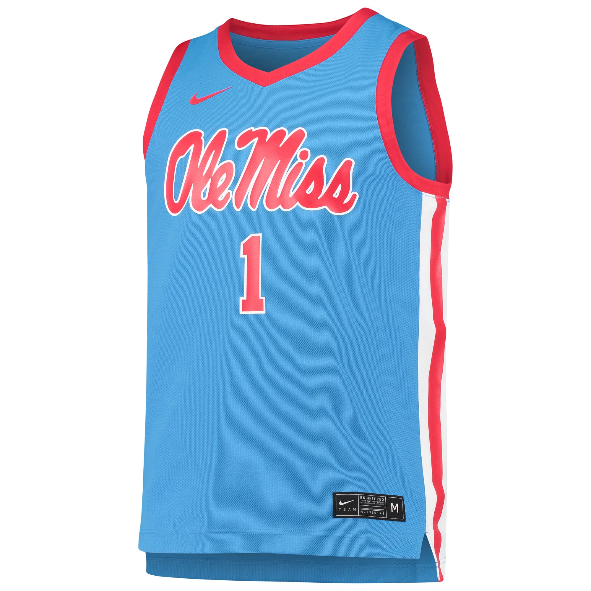 #1 Ole Miss Rebels Basketball Jersey Light Blue - front view