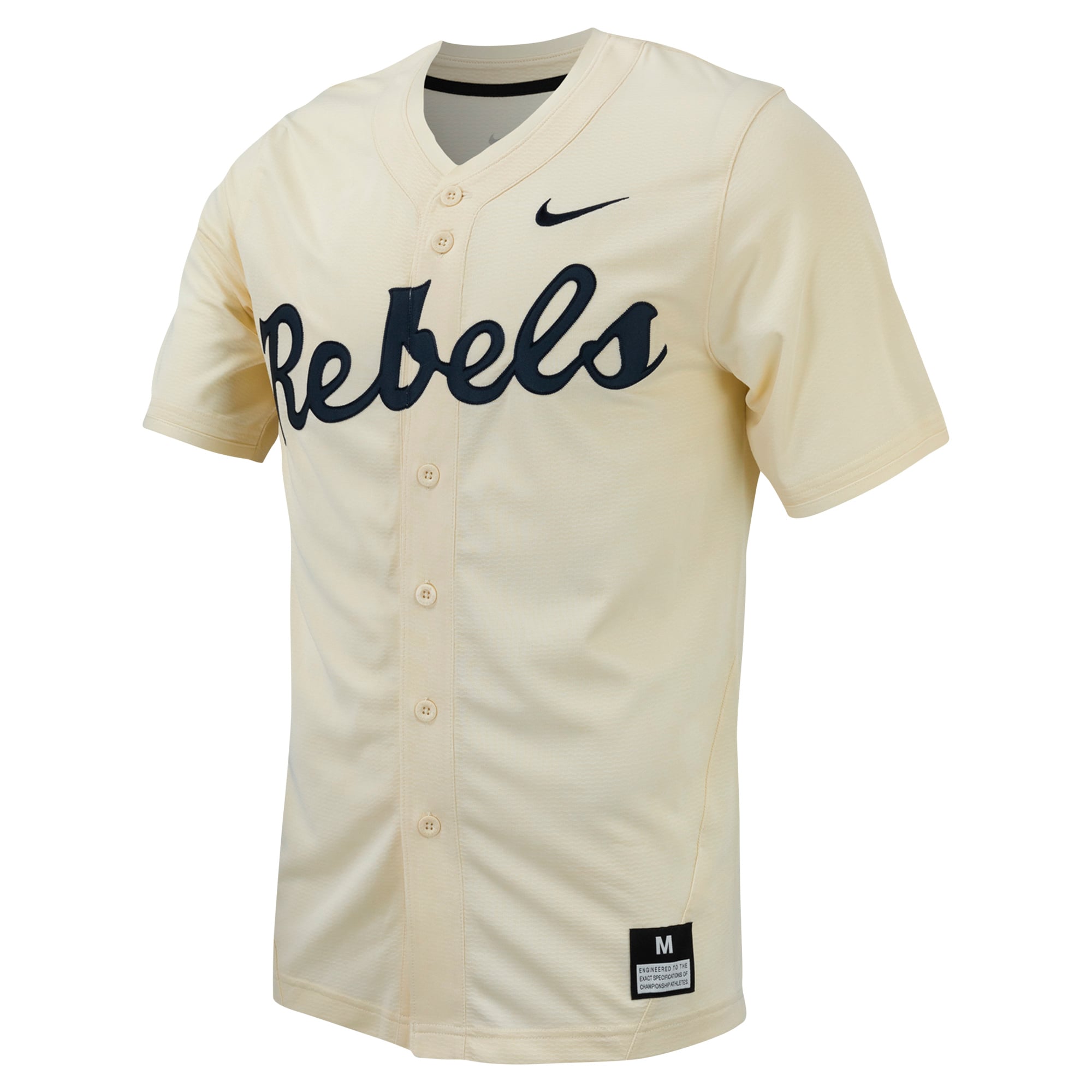 Ole Miss Rebels Full-Button Baseball Jersey Cream - front view