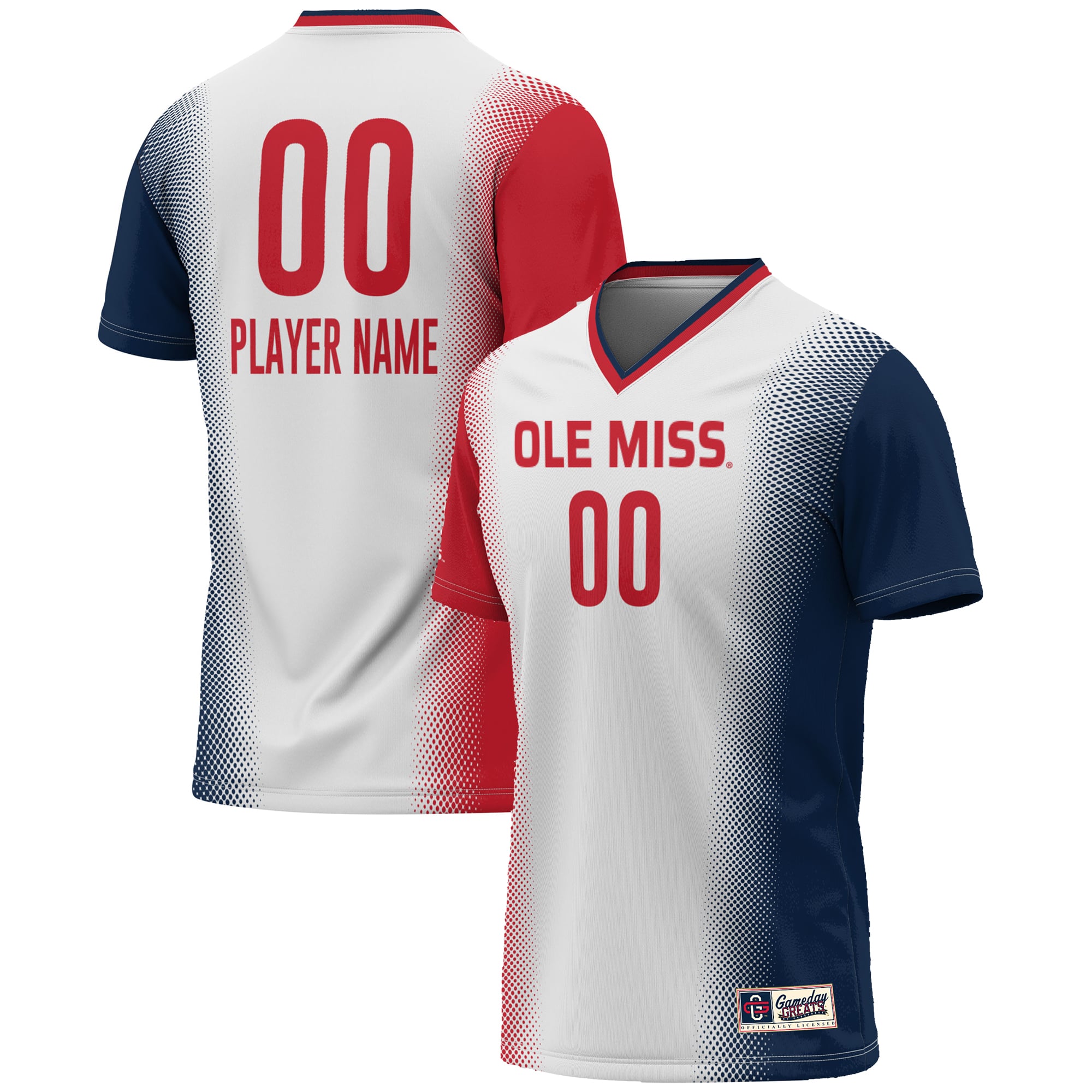 Ole Miss Rebels Unisex Lightweight Women's Soccer Jersey White - front and back view