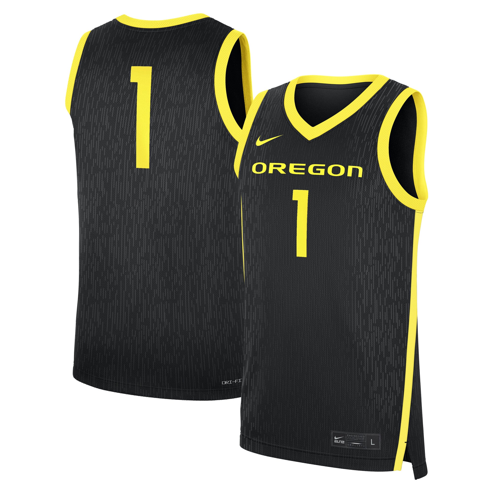 #1 Oregon Ducks Alternate Jersey Black - front and back view