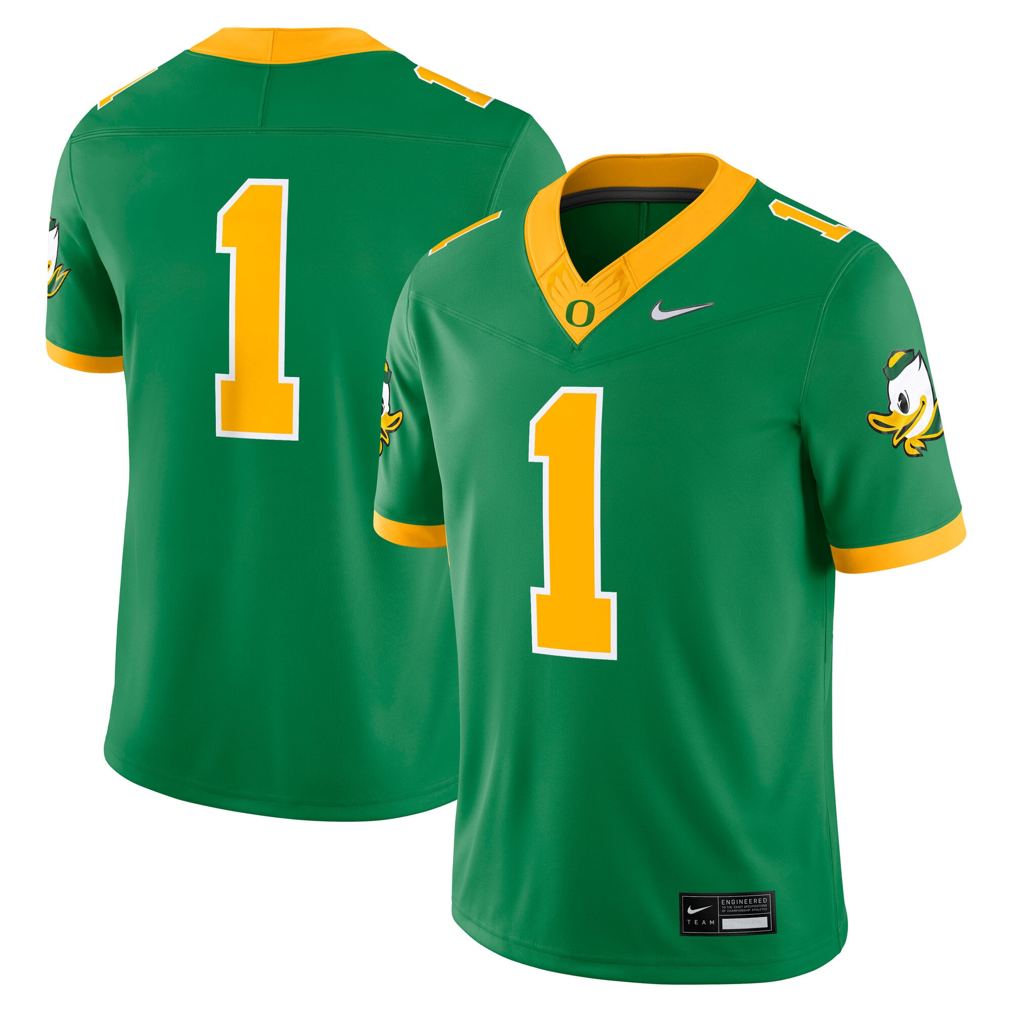 #1 Oregon Ducks Alternate Jersey Green - front and back view