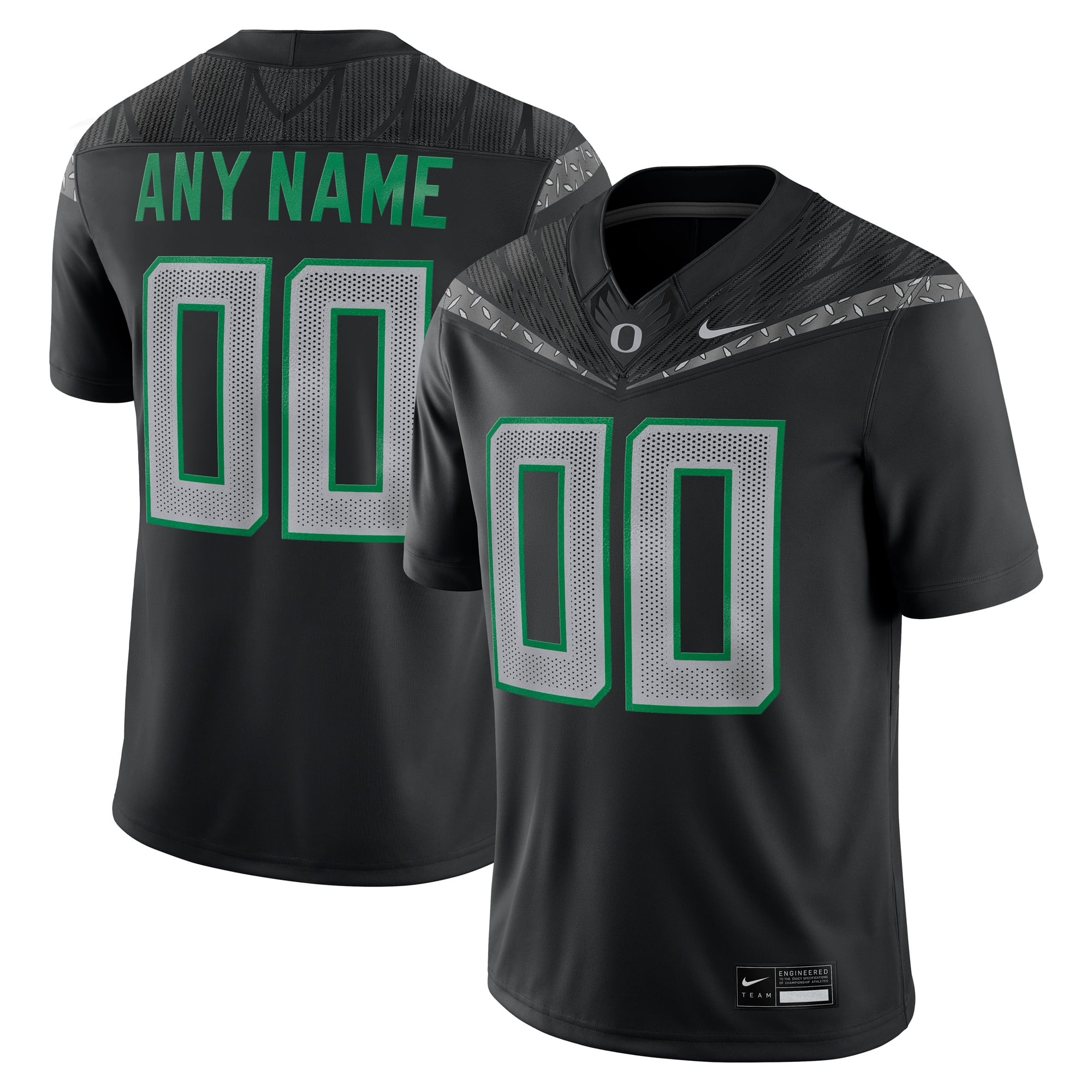Oregon Ducks Custom Jersey Black - front and back view