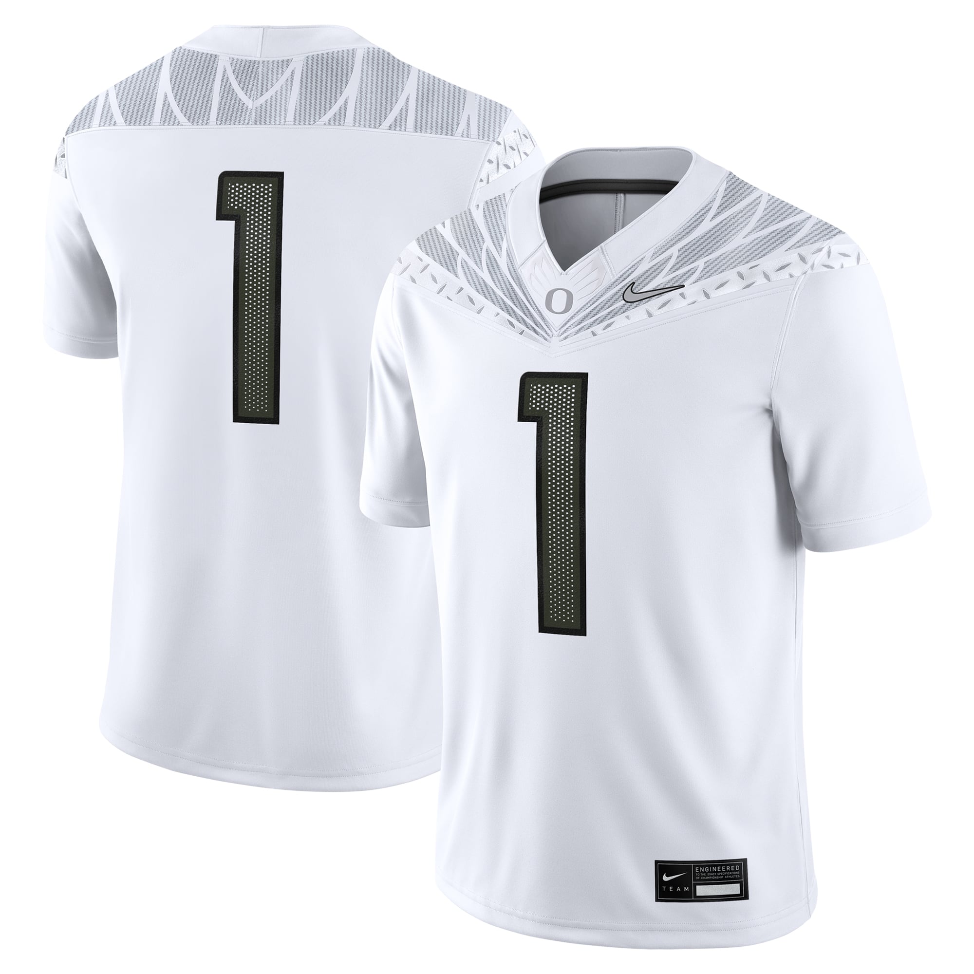 #1 Oregon Ducks Jersey White - front and back view